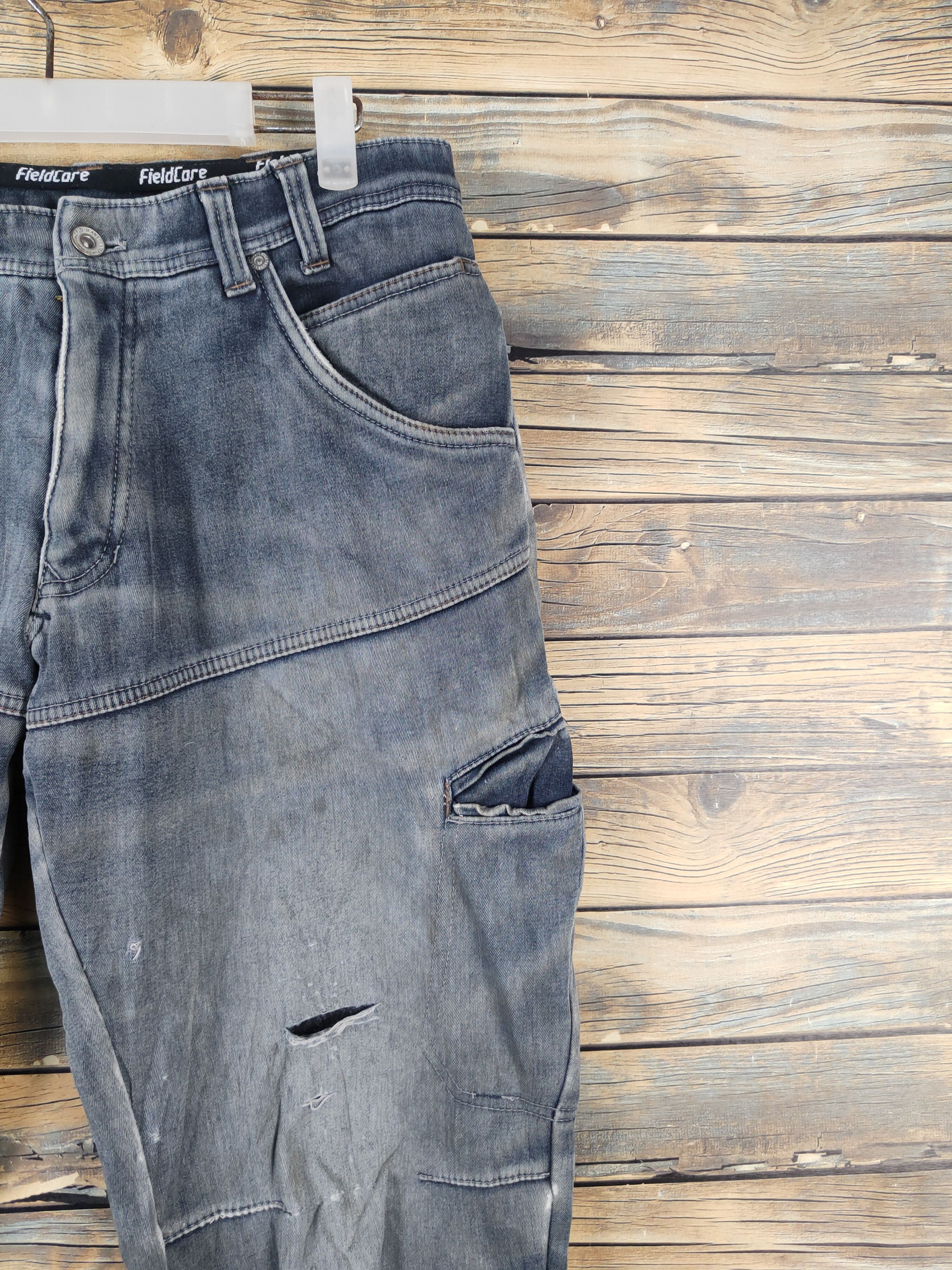 FieldCore Faded Distressed Ripped cargo denim Jeans #W1954