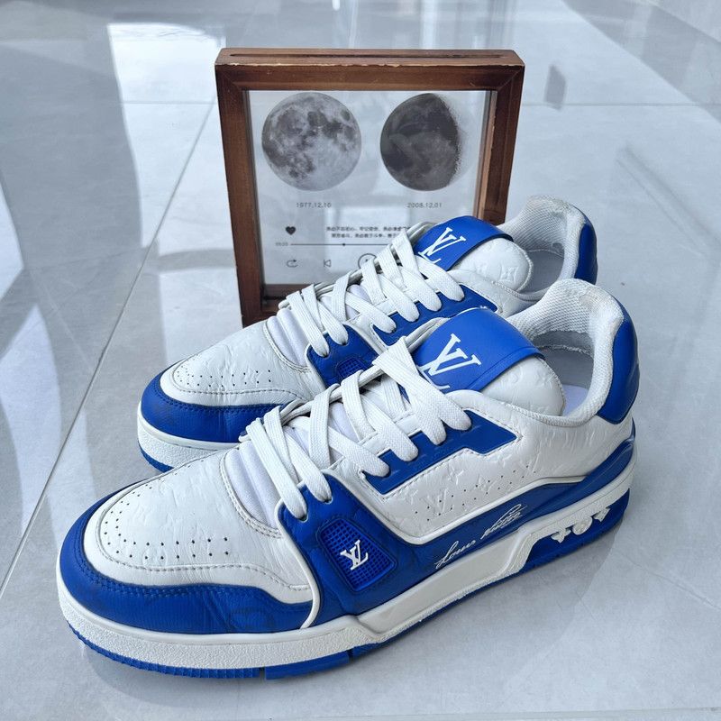 Louis Vuitton Louis Vuitton Blue and White Trainer Sneakers 0089 Size US 7.5 / EU 40-41 - 1 Thumbnail