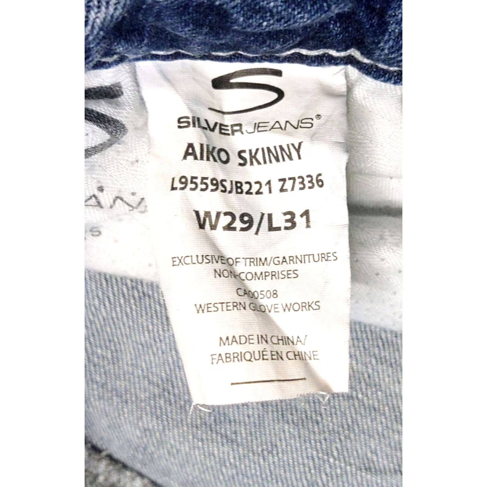 Silver Jeans Co. Silver Jeans Aiko Skinny Jeans Dark Wash 29x31 Womens Mid Rise Denim Stretch Pockets Logo 5-Pocket Size 29" - 6 Thumbnail