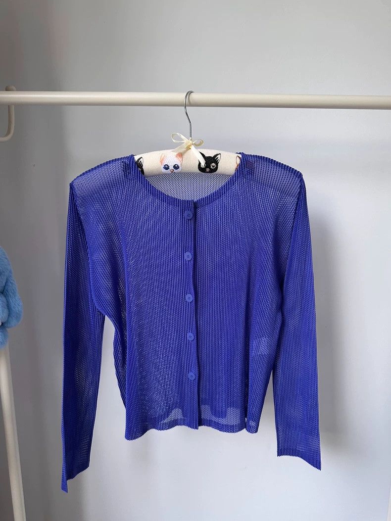 Issey Miyake Issey Miyake size:3 Blue tatami see-through cardigan Size XS / US 0-2 / IT 36-38 - 1 Thumbnail