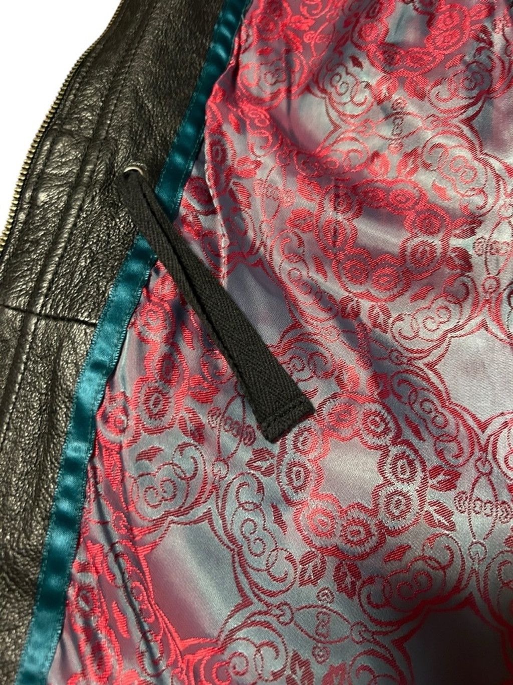 Danier DANIER Woman's Black Leather Jacket with Red Tapestry Size S / US 4 / IT 40 - 9 Thumbnail