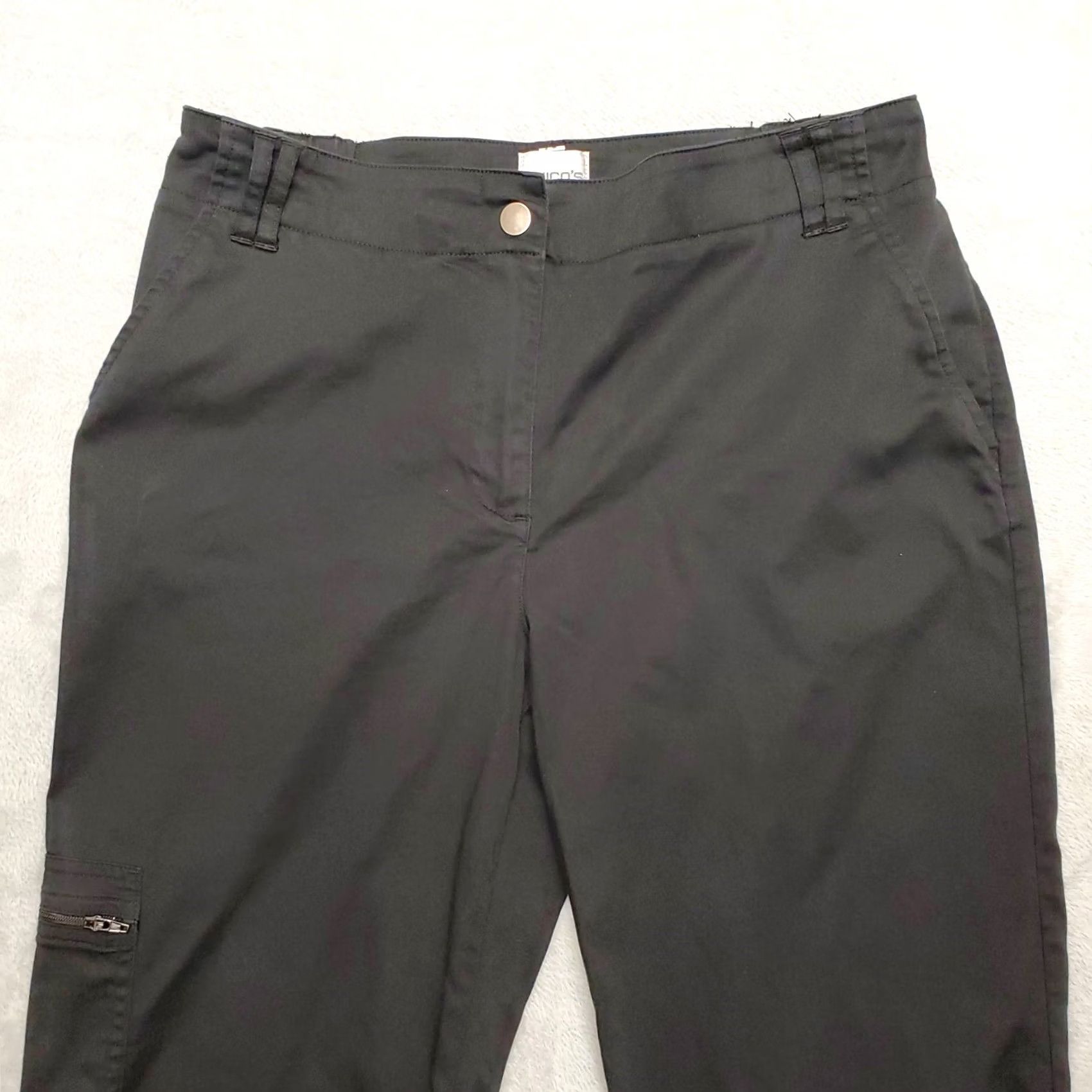 Vintage Chicos Pants Womens 8 Black Ankle Stretch Elastic Waistband Pants / 31 in Waist / 24 in Inseam / Cotton Blend / Pockets / Regular / Zip Size 30" / US 8 / IT 44 - 3 Thumbnail