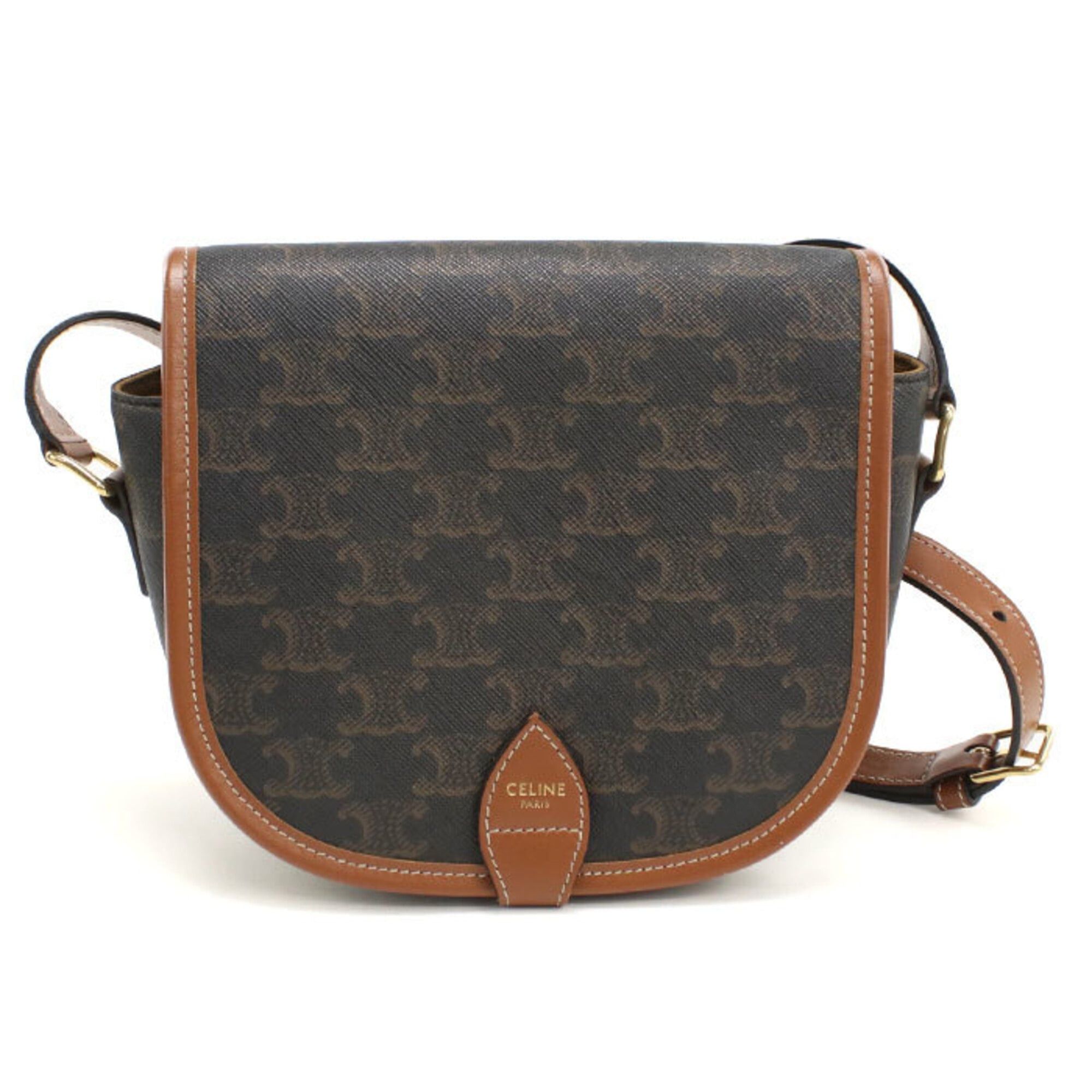 Celine Celine Crossbody Shoulder Bag 191502BZJ Folco Medium Triomphe Canvas Women's Brown Size ONE SIZE - 1 Thumbnail