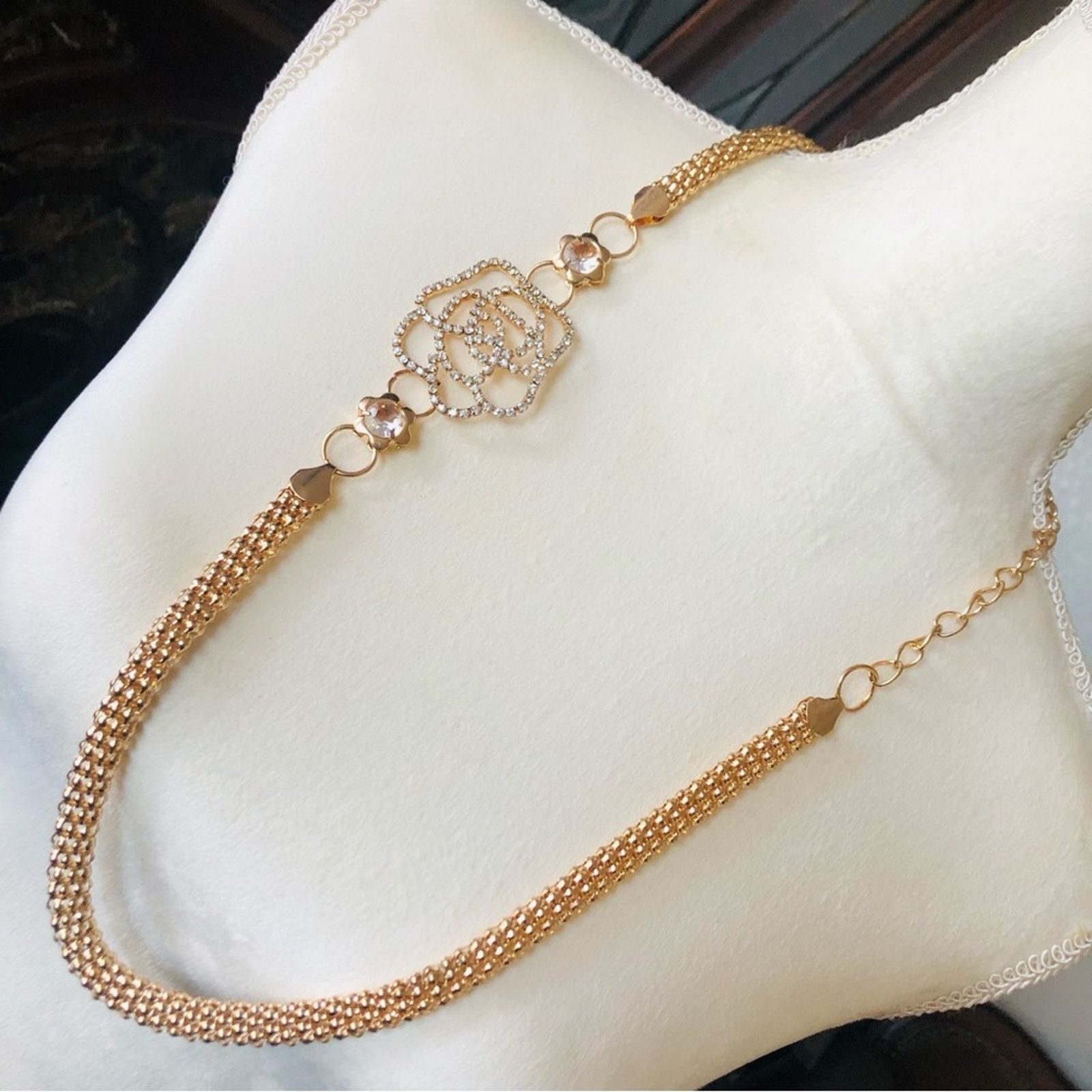 Other Rhinestone rose gold tone mesh chain necklace belt Size ONE SIZE - 1 Thumbnail