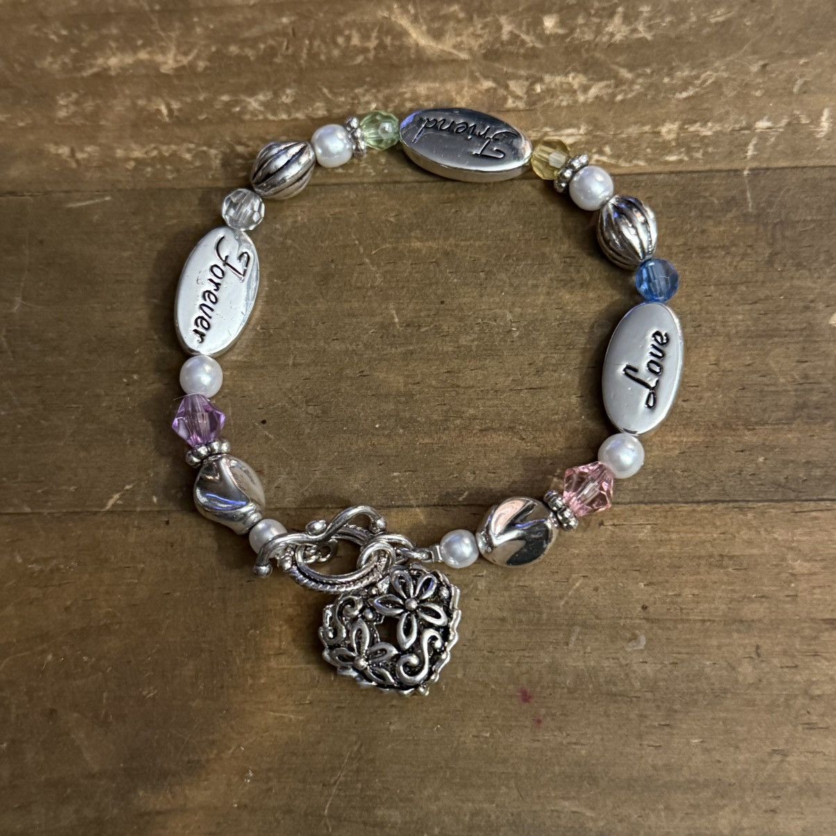 Other Love, Friend, Forever beaded heart charm bracelet Size ONE SIZE - 6 Thumbnail
