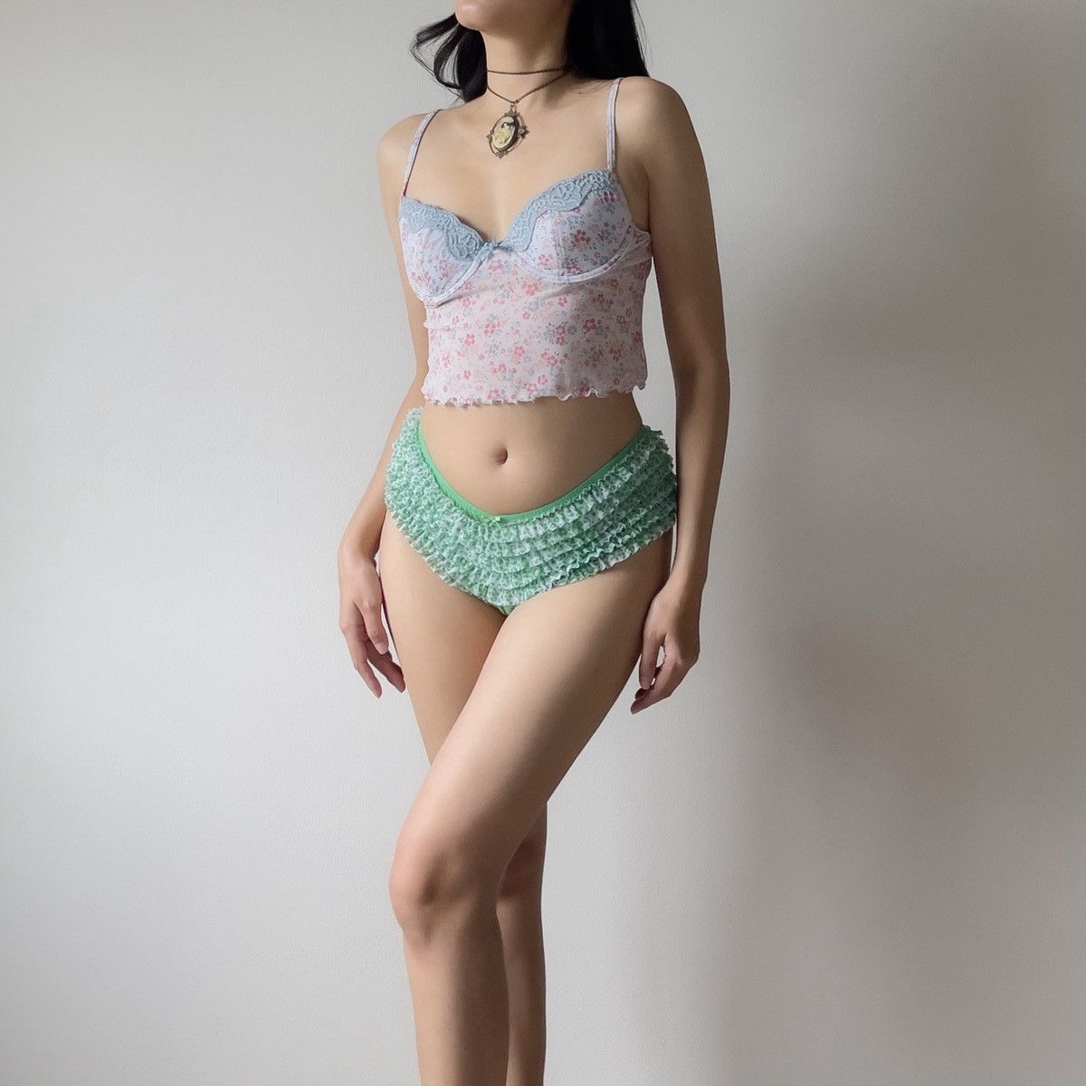 Other Vintage Y2K Blue Floral Mesh Bustier Top (34B/32C) Size S / US 4 / IT 40 - 3 Thumbnail