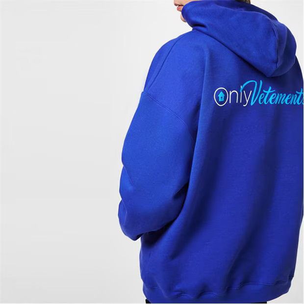 Vetements o1g2r1mq0824 Logo Print Hoodie in Blue Size US L / EU 52-54 / 3 - 3 Thumbnail
