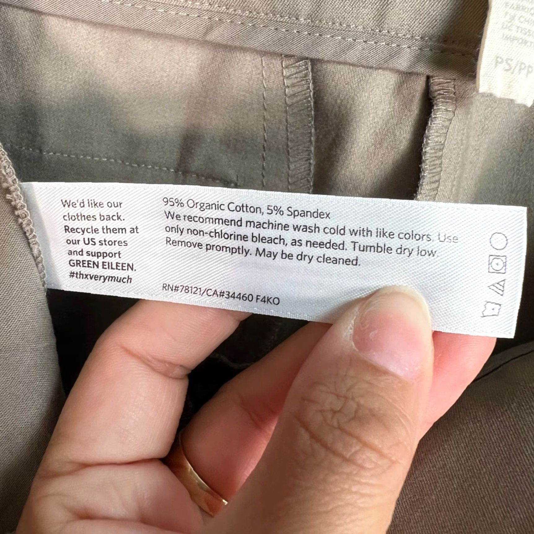 Eileen Fisher Eileen Fisher Petite Womens Pants Organic Cotton Blend Beige Ankle Tapered PS Size 28" / US 6 / IT 42 - 4 Thumbnail