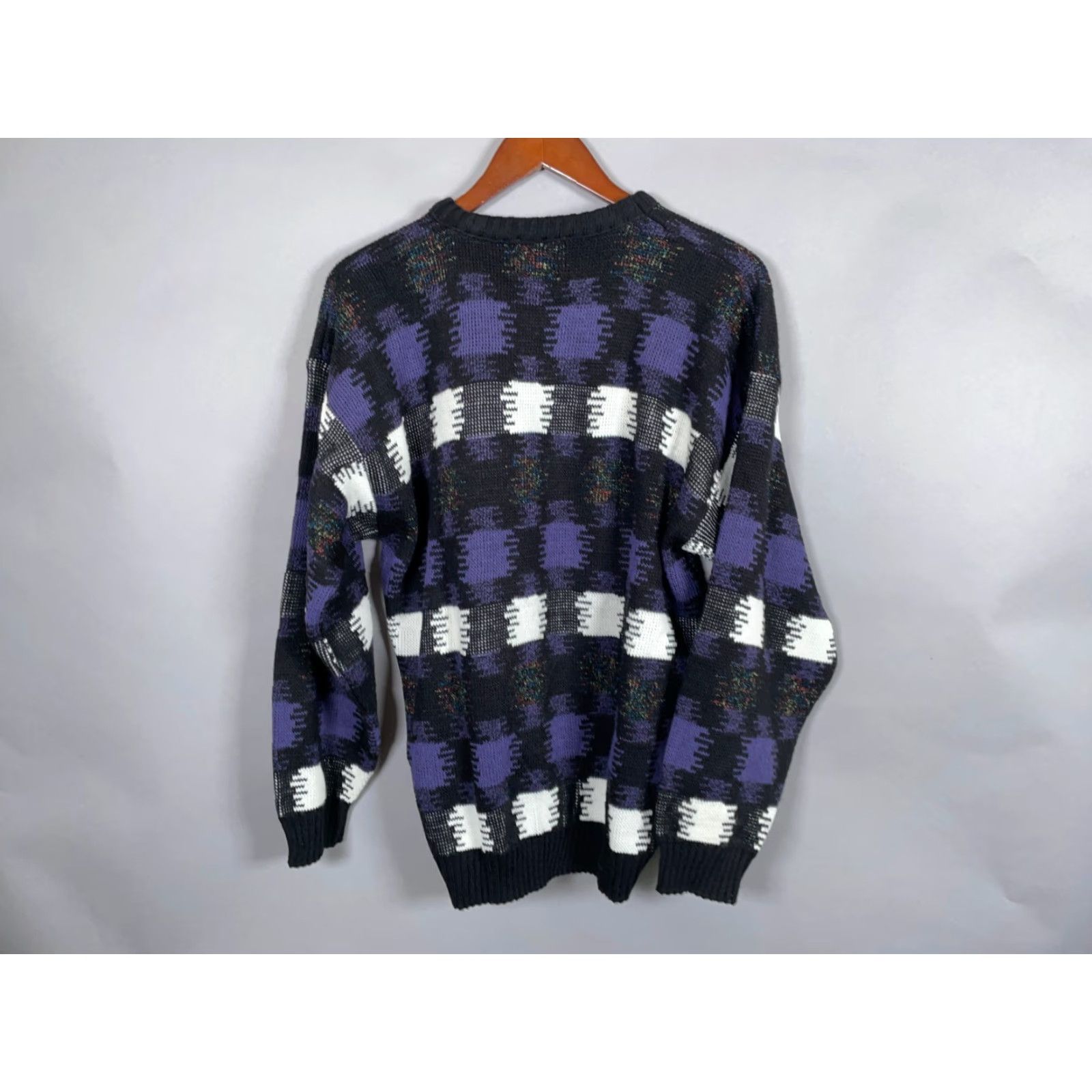 Vintage Vintage Protege 80s Crewneck Sweater Men’s Large Knit Argyle Check Pattern Retro 90s Black Purple Size US L / EU 52-54 / 3 - 2 Thumbnail