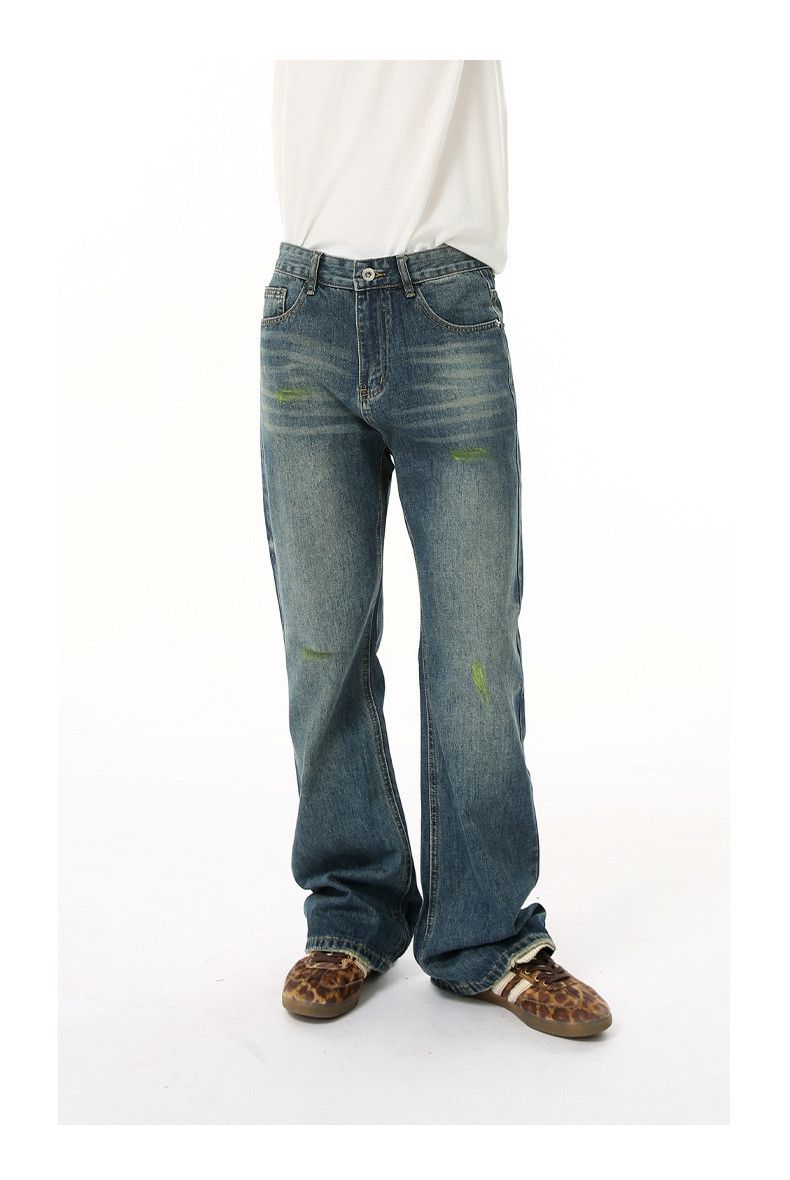 Japanese Brand × Jean American street pleated flared loose casual washed jeans Size US 32 / EU 48 - 3 Thumbnail