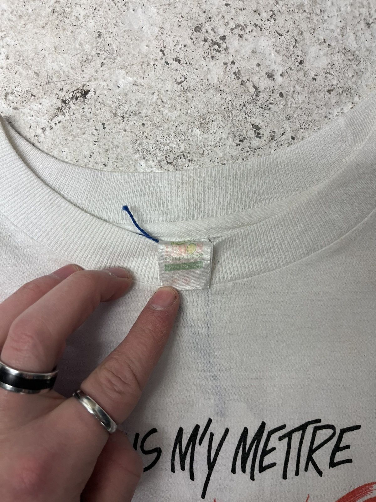 Vintage Vintage white single stitch joke tee Size US XXL / EU 58 / 5 - 3 Thumbnail