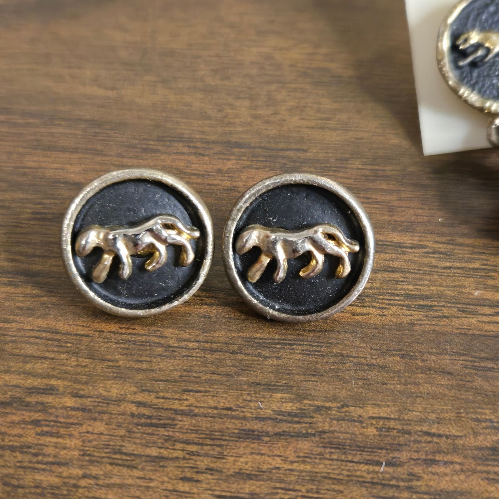 Vintage Vtg 80s Gold Tone Panther Jaguar Statement Earrings Size ONE SIZE - 3 Thumbnail