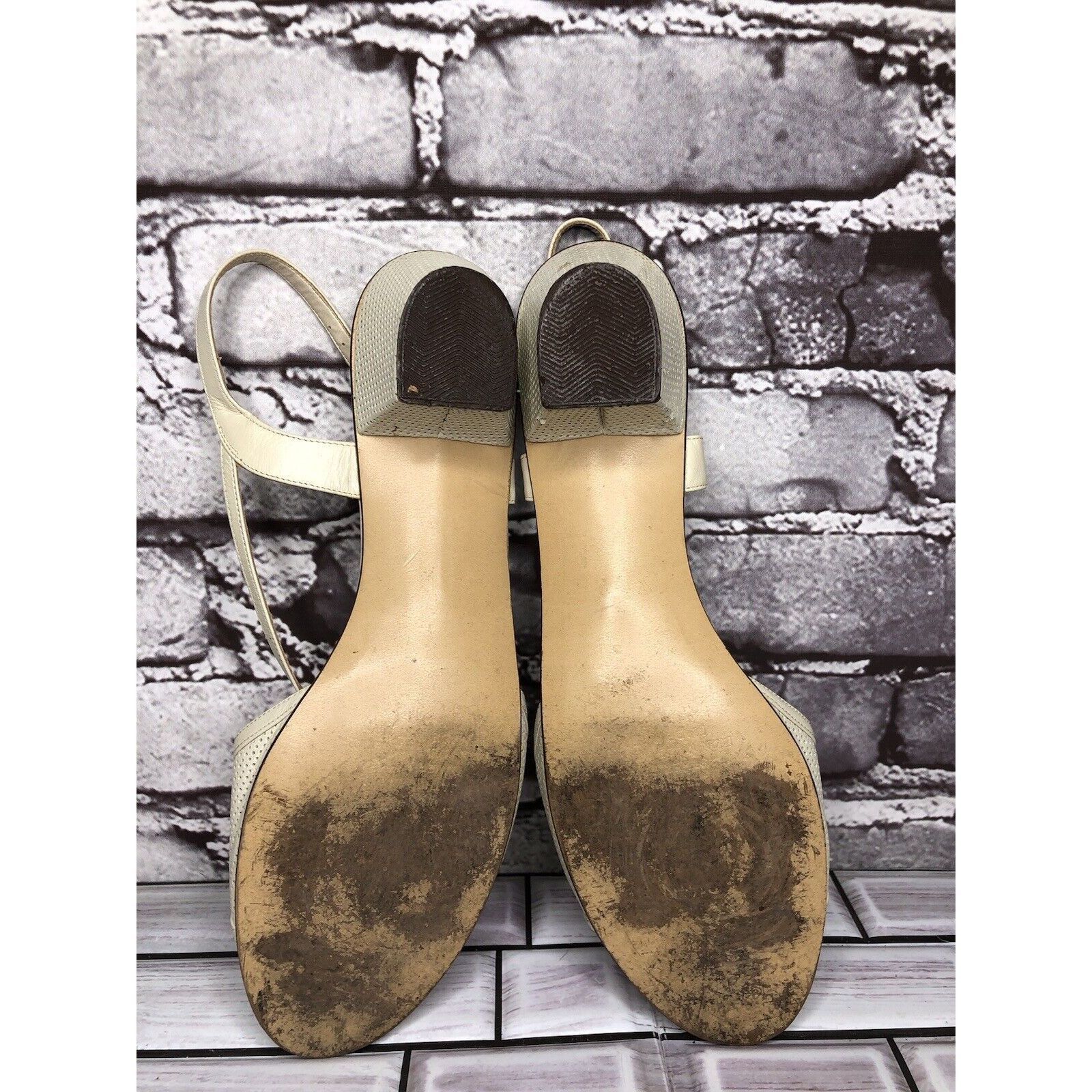 Other Selby Ivory Leather Perforated Peep Toe Heel Strap Sandals W Size US 8.5 / IT 38.5 - 8 Thumbnail