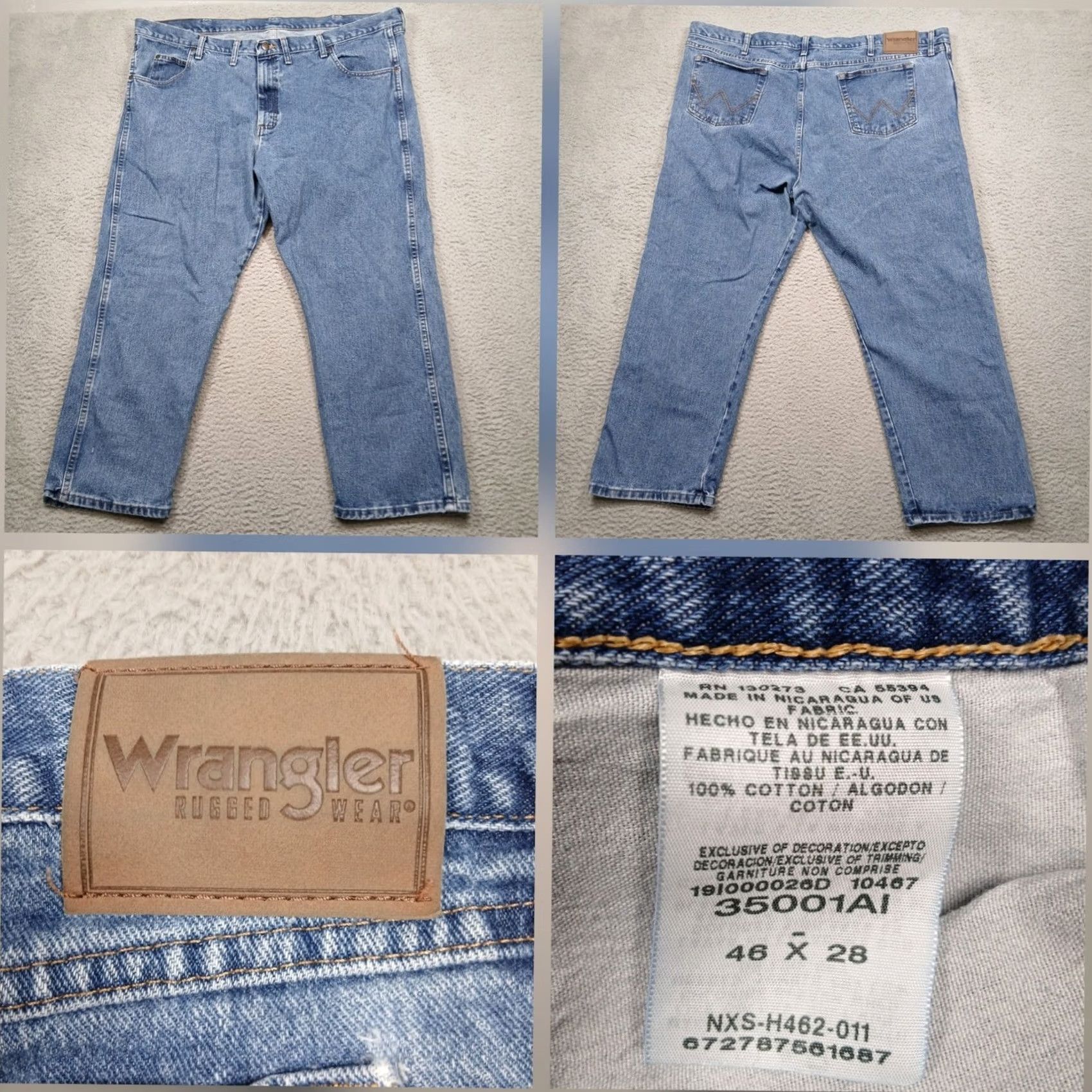 Wrangler Wrangler Jeans Mens 46 Blue Rugged Wear Men 46x28 Cotton Denim Made Nicaragua Size US 30 / EU 46 - 2 Thumbnail