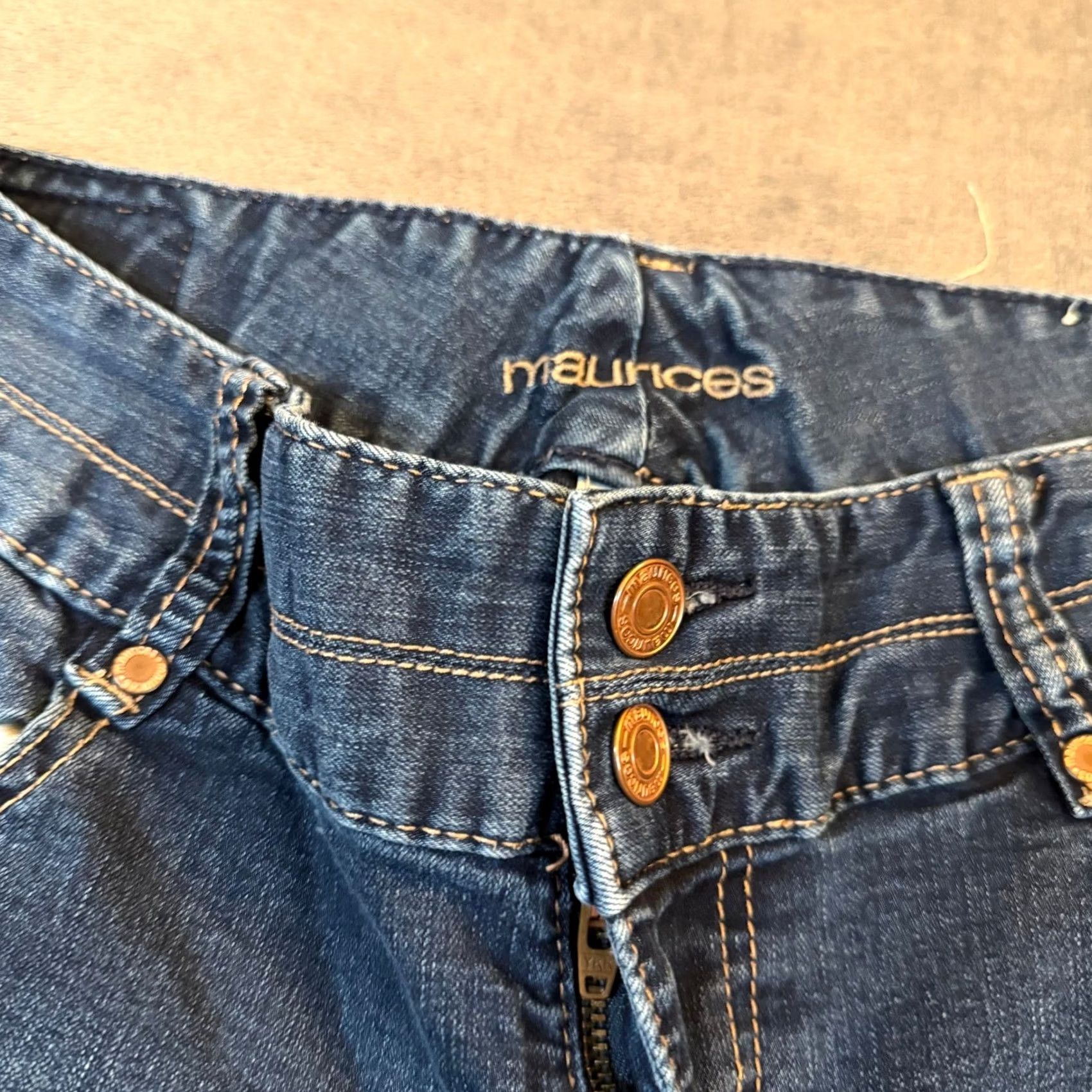 Vintage Maurices Bootcut Jeans Womens 7/8 Denim Dark Wash 30x32 Stretch 5-Pocket Regular 75% Cotton 23% Polyester 2% Spandex Blue Size 30" / US 8 / IT 44 - 5 Thumbnail