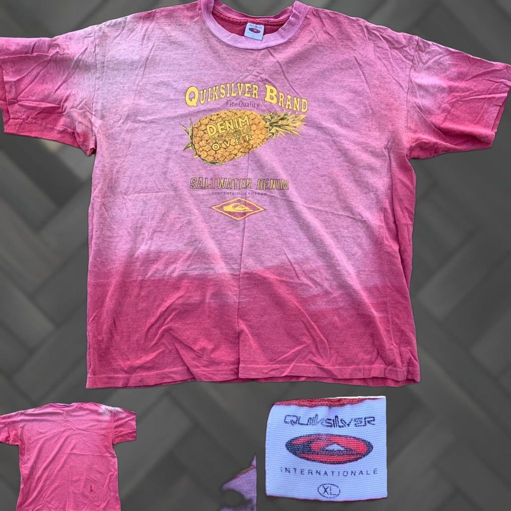 Quiksilver VINTAGE Quicksilver Brand Denim the World Over Saltwater Denim T-Shirt XL Mens Graphic Print 90s Beach Size US XL / EU 56 / 4 - 1 Thumbnail