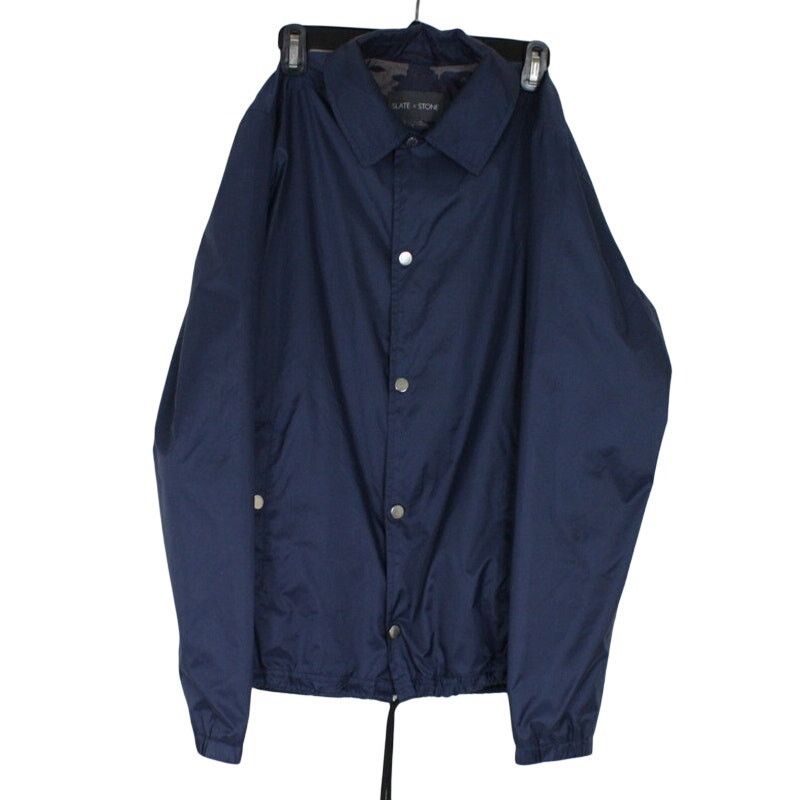 Slate & Stone Slate & Stone Navy Blue Collared Snap Up Windbreaker Jacket Size US S / EU 44-46 / 1 - 1 Thumbnail