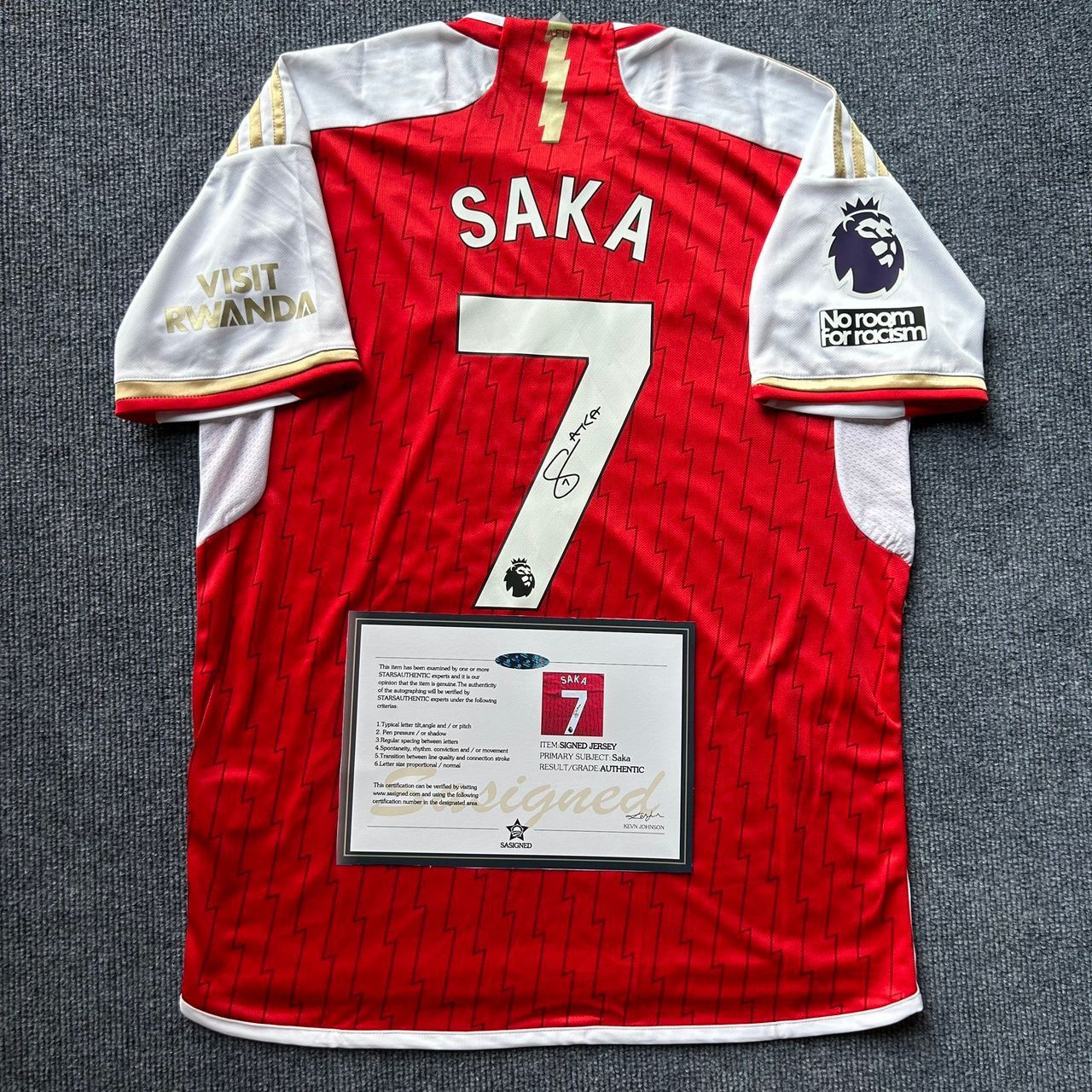 Handmade Bukayo Saka Signed Arsenal Home Signature Jersey + COA 23/24 ...