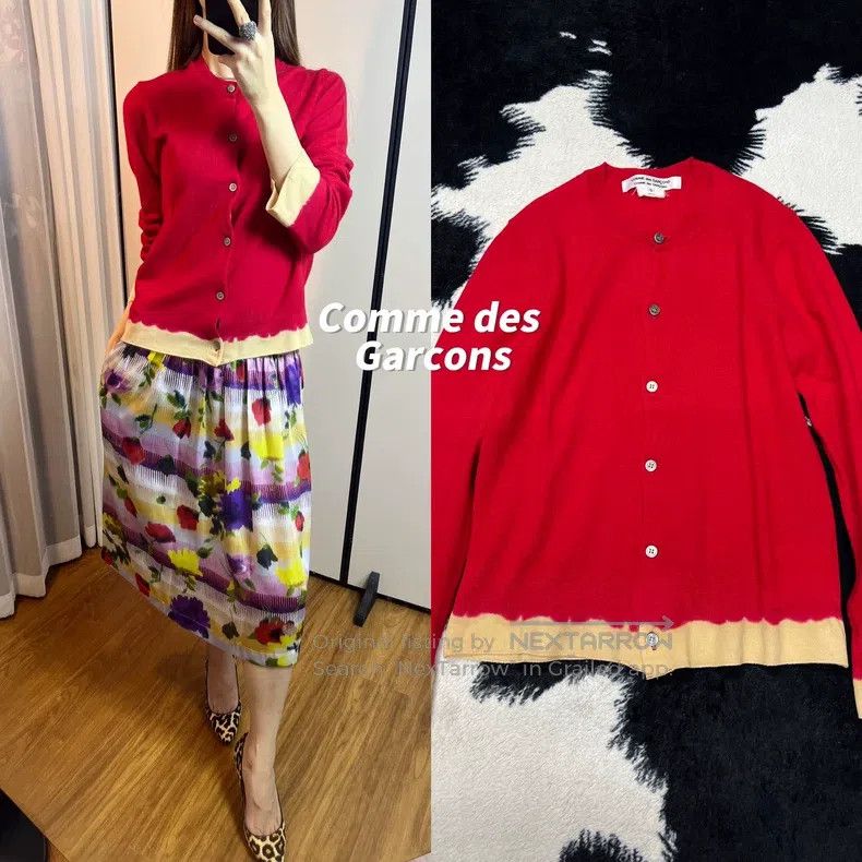 Comme des Garcons Comme Des Garcons Decoloured cardigan top 100% wool Size S / US 4 / IT 40 - 1 Thumbnail