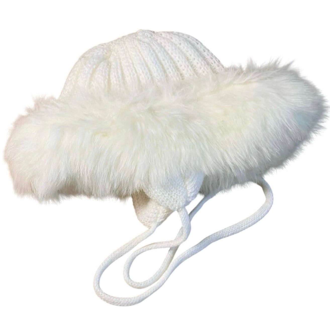 Other White Faux Fur Knit Hat Size ONE SIZE - 5 Thumbnail