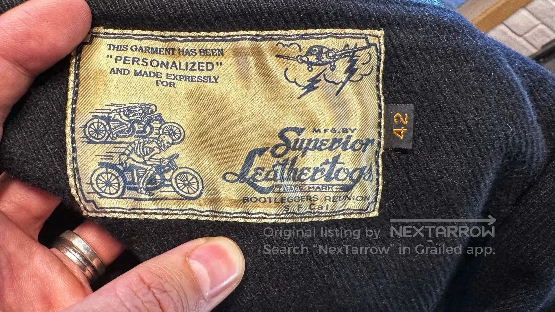 Freewheelers rare black leather biker jacket with buttons. Size US M / EU 48-50 / 2 - 8 Thumbnail
