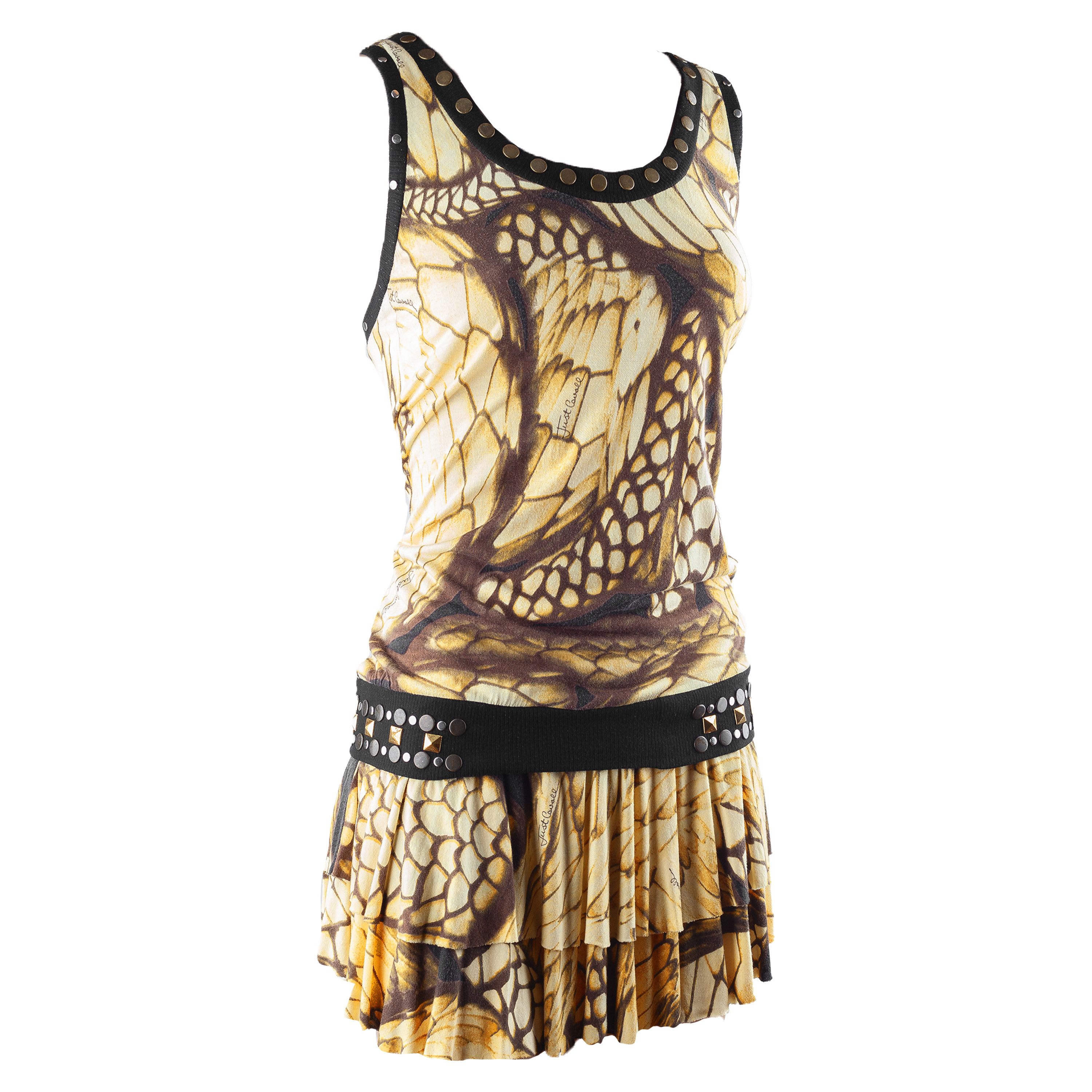 Just Cavalli Just Cavalli Yellow Snake Vintage Dress (L) Size L / US 10 / IT 46 - 1 Thumbnail