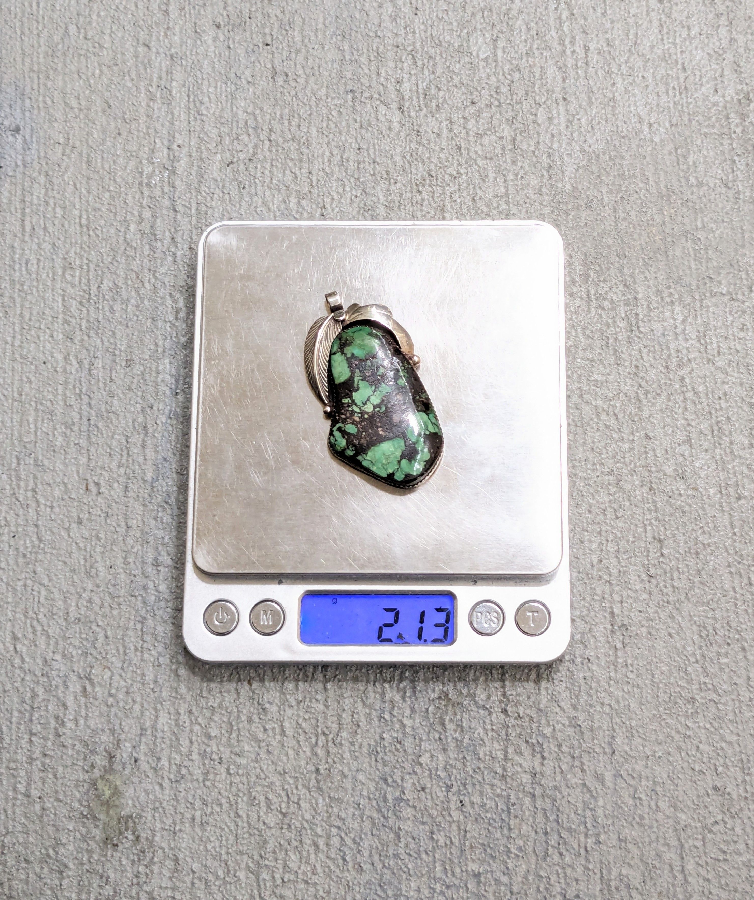 Jewelry Vintage Sterling Silver Pendant Turquoise Modern Leaf Size ONE SIZE - 14 Thumbnail