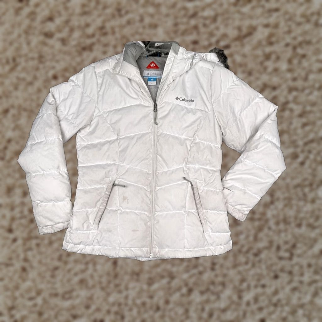 Vintage Columbia Jacket Womens M White Omni-Heat Hooded Puffer Ski Winter Outdoor Size M / US 6-8 / IT 42-44 - 1 Thumbnail