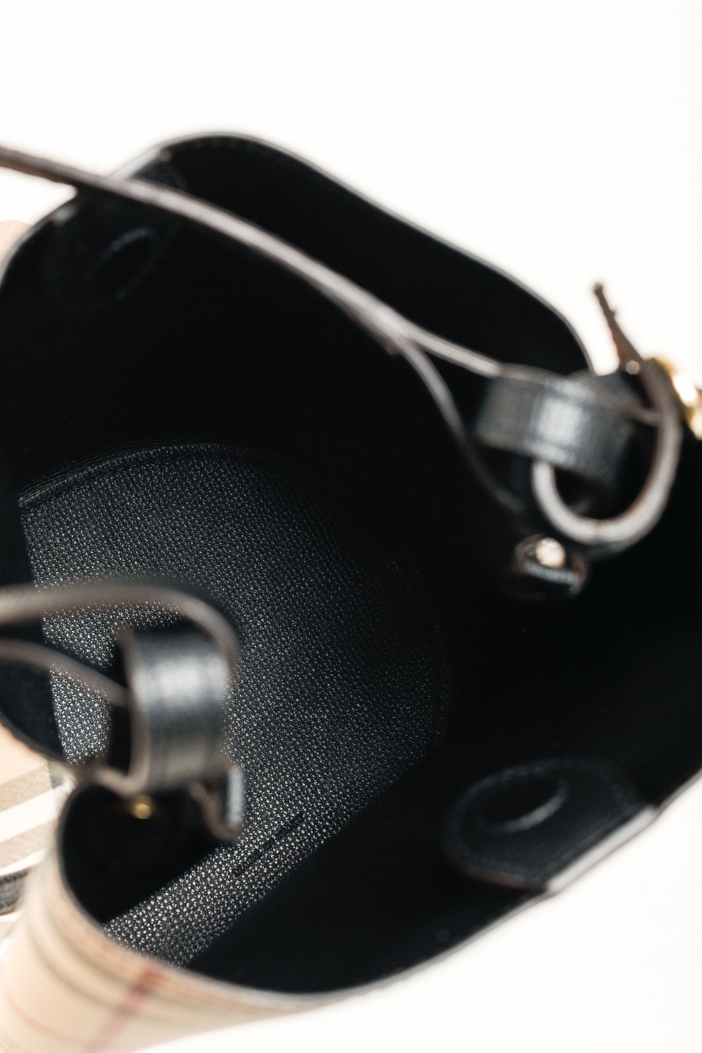 Burberry Burberry Small Lorne Haymarket Check Leather-Trim Bucket Bag Size ONE SIZE - 12 Thumbnail