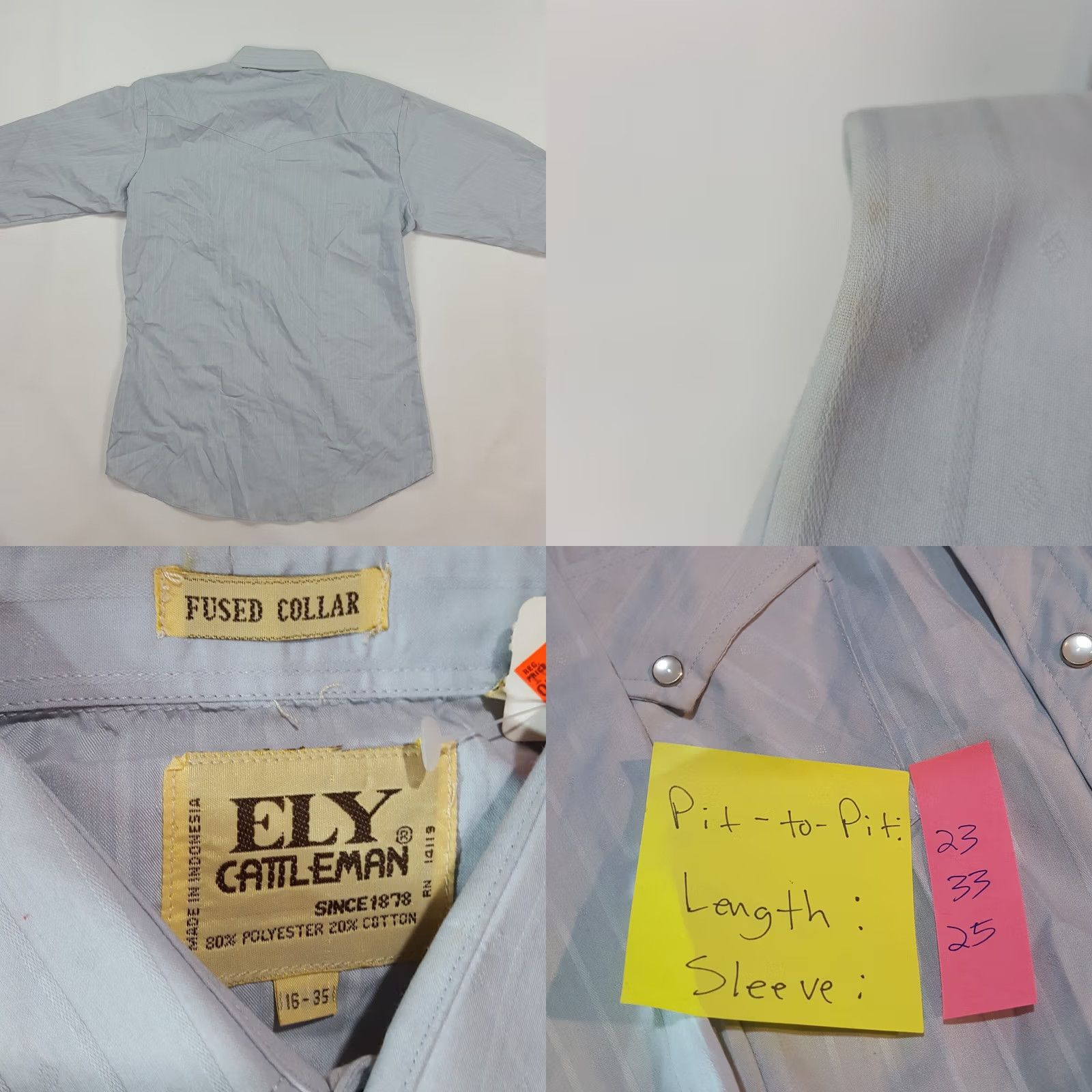 Vintage VINTAGE Ely Cattleman Button-Up Shirt Western Pearl Snap Large L Blue Cotton Striped Shirt Mens Size US L / EU 52-54 / 3 - 8 Thumbnail