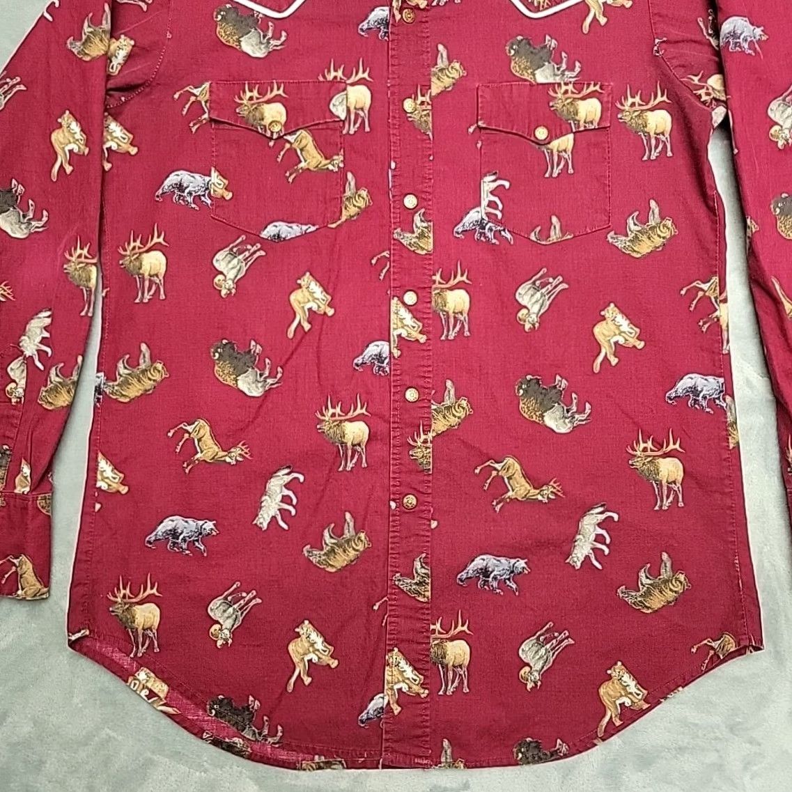 Vintage VTG Handmade Shirt Mens M Pearl Snap Western Elk Grizzly Hunting Cowboy Montana Shirt Size US M / EU 48-50 / 2 - 2 Thumbnail