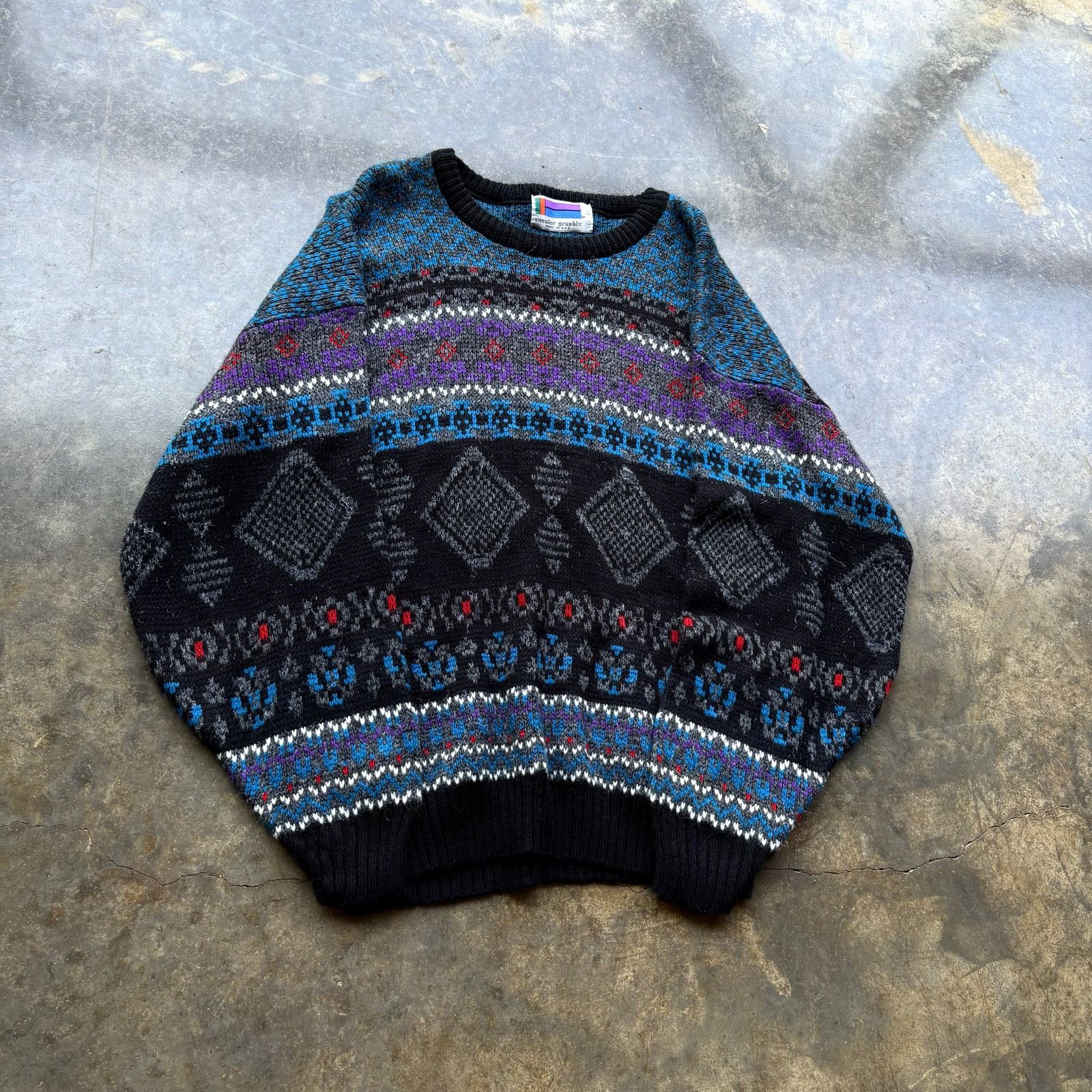 Vintage Crazy Vintage Sweater Graphics Pattern Knit Size US M / EU 48-50 / 2 - 2 Thumbnail