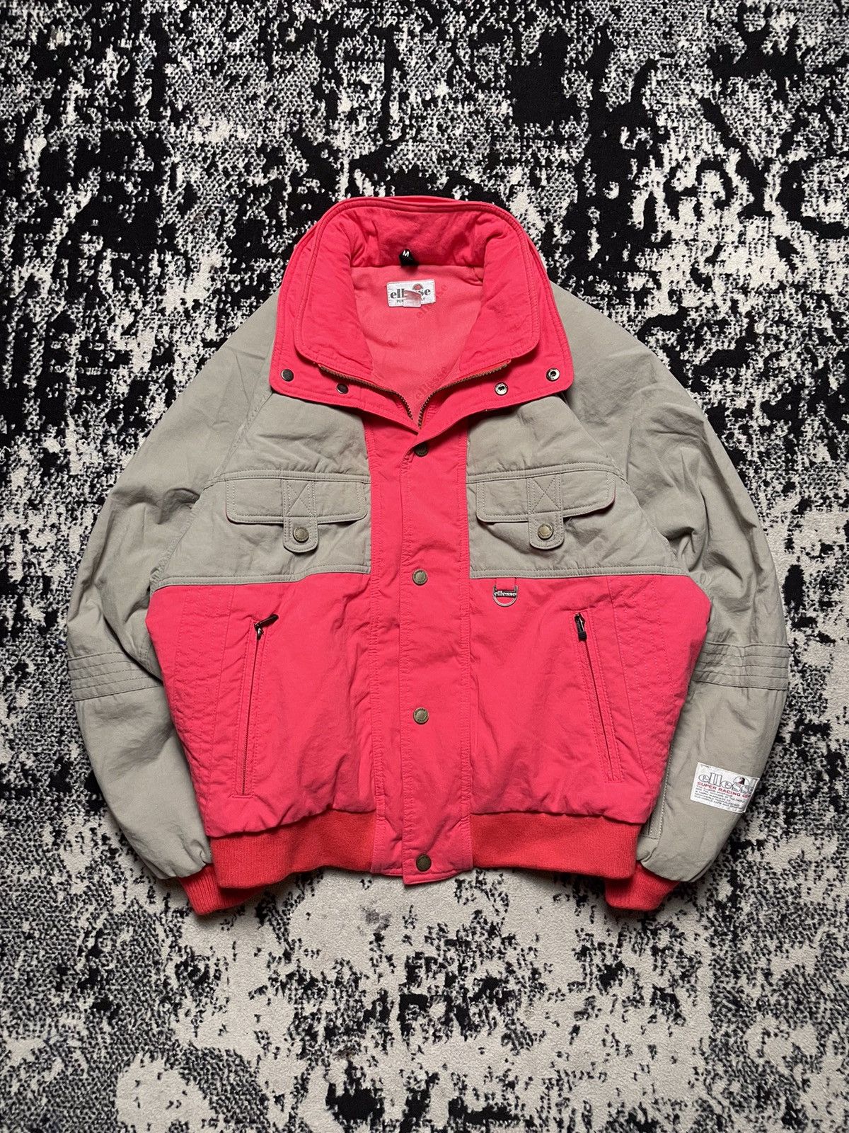 image of 90's Ellesse Super Racing Gear Ski Jacket in Gray/Pink, Men's (Size Medium)