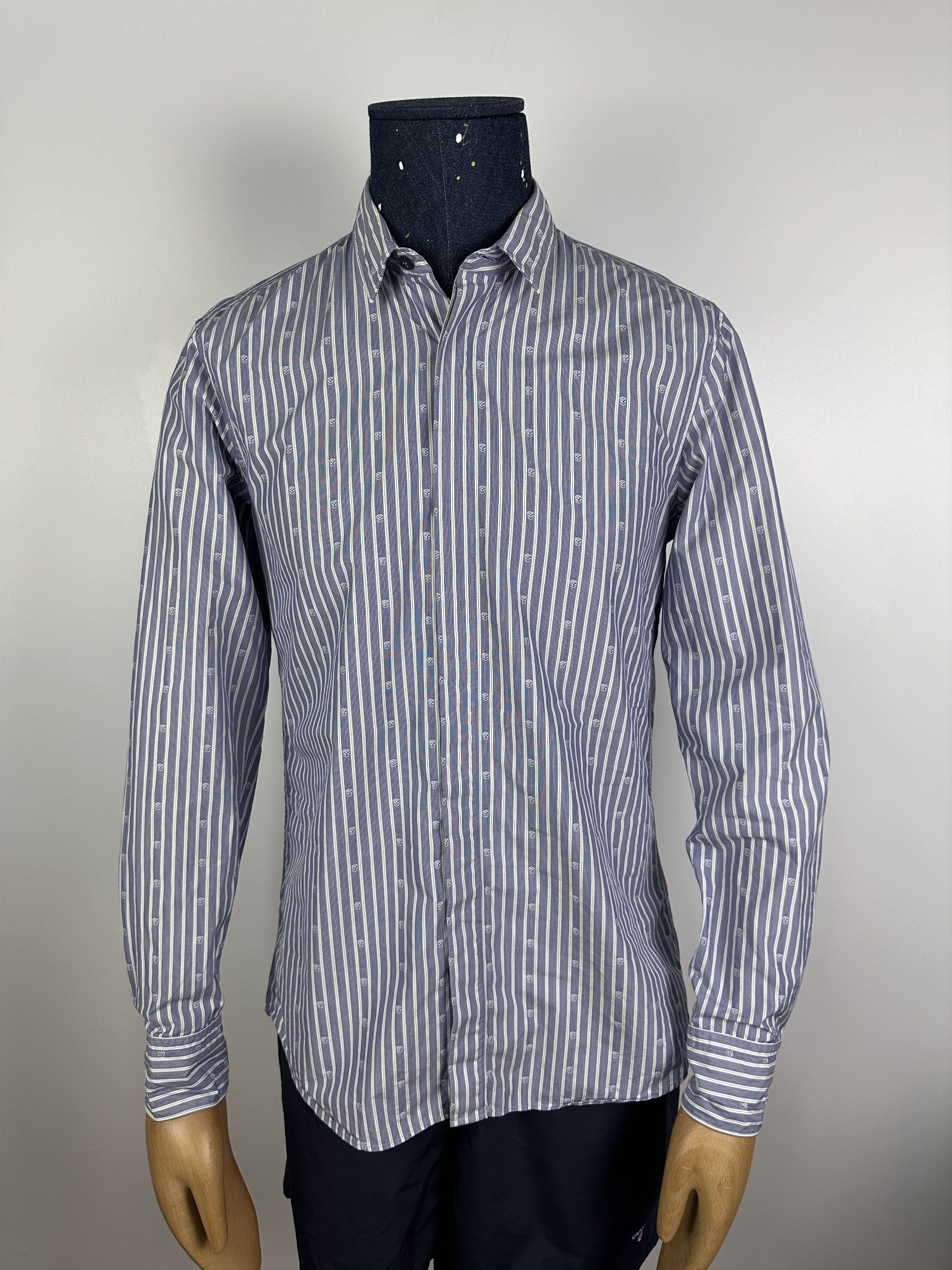 Alexander McQueen Alexander McQueen Skull Dress Shirt Long Sleeve Striped Size 48R - 2 Thumbnail