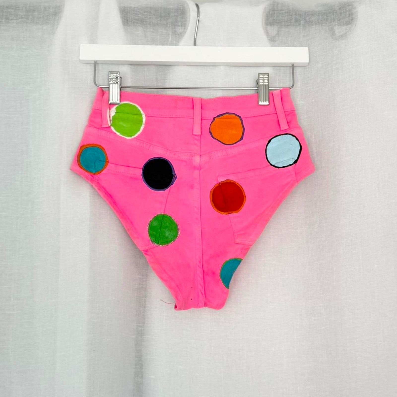 Other ✧ neon polka dot denim micro shorts ⋆ zig zag goods ✧ Size 24" / US 00 / IT 34 - 4 Thumbnail