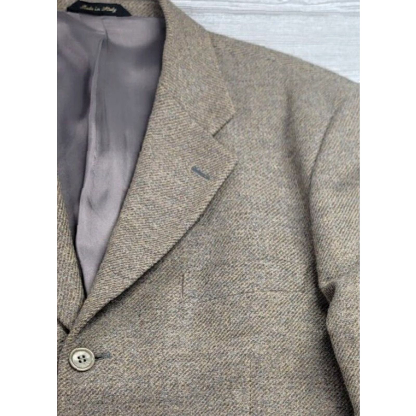 Vintage Metropolitan View Blazer Wool Tweed Brown 44 R Men's One Piece Single-Breasted 3-Button Italy City Classic Vintage Style 90s (if applicable) Mens Size 44R - 4 Thumbnail
