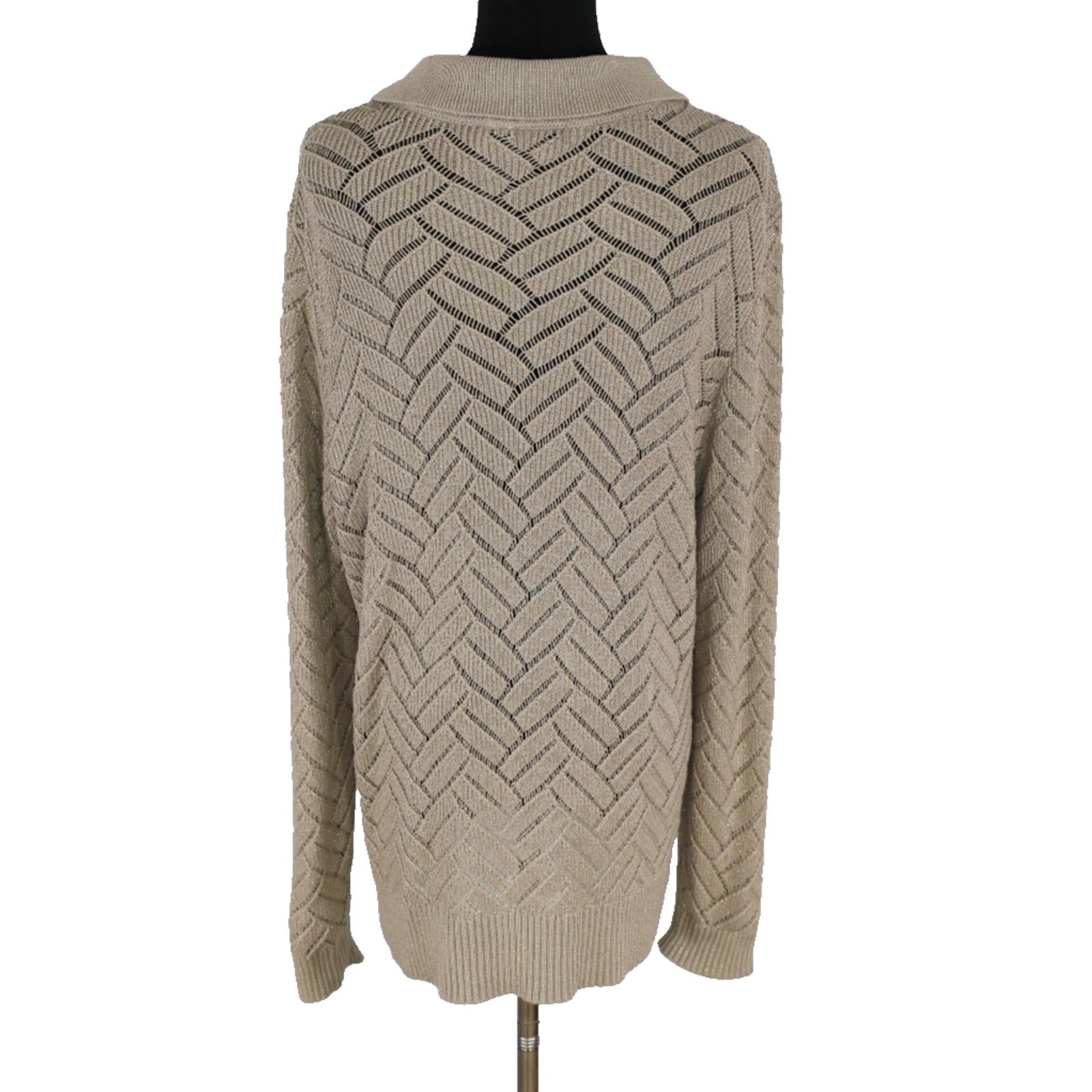 Soft Surroundings NWoT SOFT SURROUNDINGS Beige Gold Collared Sweater Sz L $99 Size L / US 10 / IT 46 - 6 Thumbnail