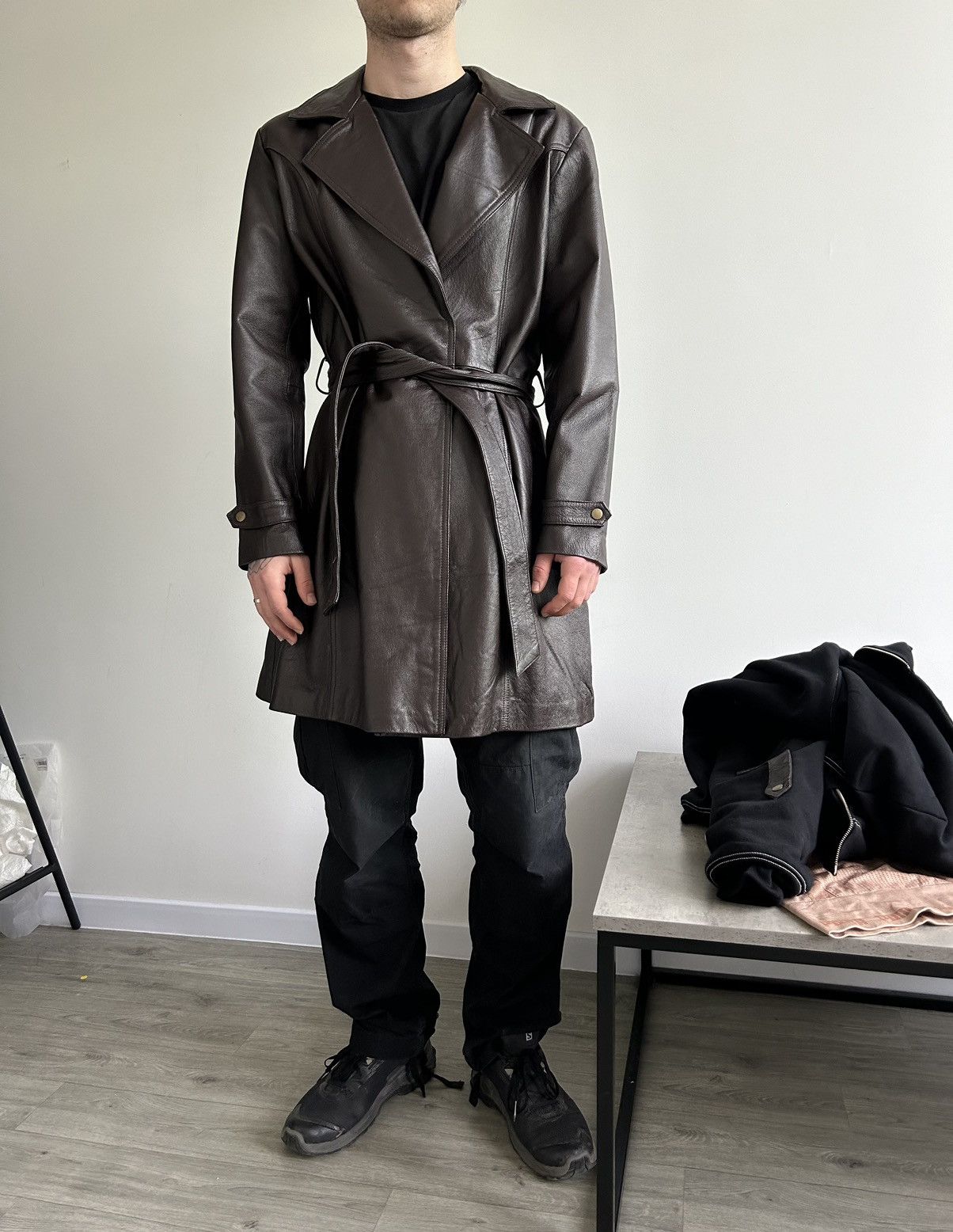 Vintage Vintage 100 % Leather Brown Trench Coat Size L / US 10 / IT 46 - 18 Thumbnail