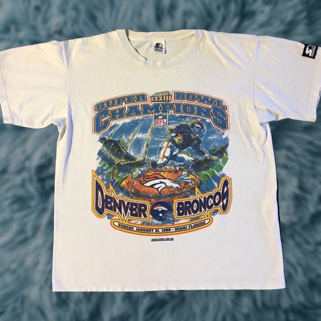 Starter VINTAGE Denver Broncos Shirt Mens S White 90s Starter Faded Super Bowl XXXIII Grunge Size US S / EU 44-46 / 1 - 1 Thumbnail