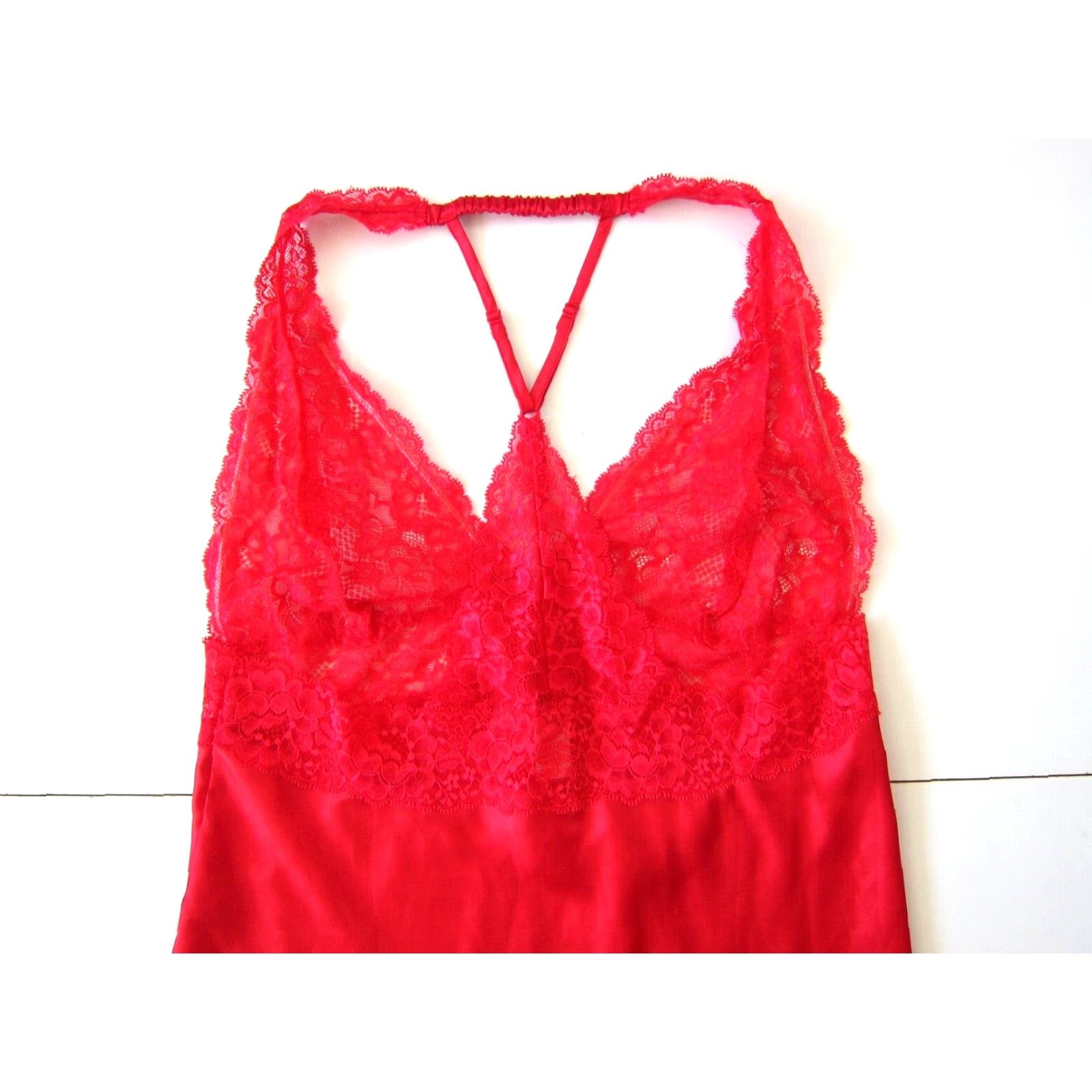 Victoria's Secret Victoria's Secret Red Satin Lace T-Back Nightgown Lingerie Camisole Nightgown Large Red Satin Lace Victoria's Secret Lingerie Nightgown Womens Size ONE SIZE - 3 Thumbnail