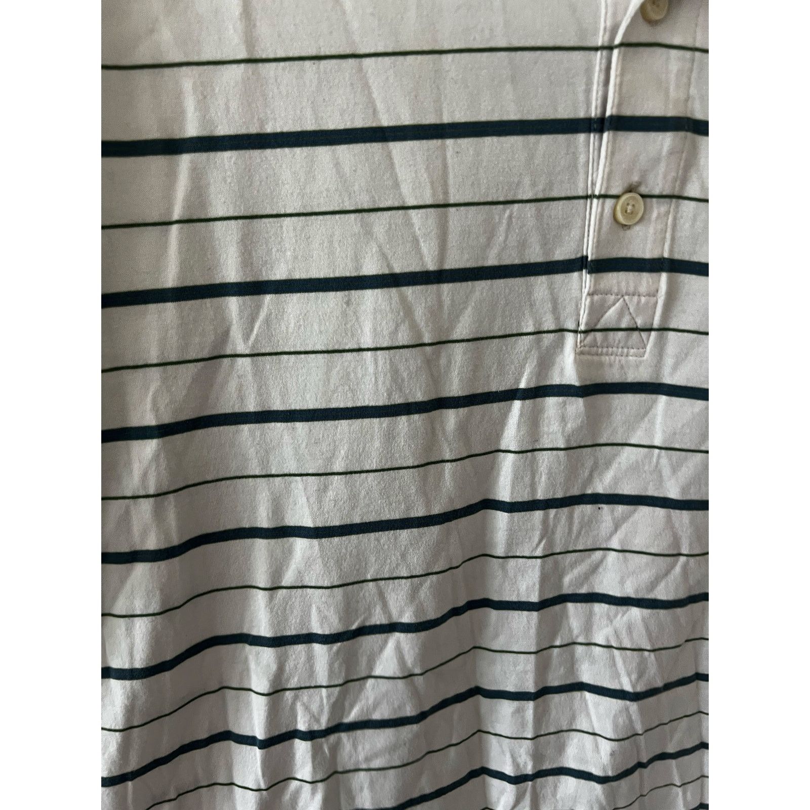 Greg Norman Men’s Polo Golf Shirt Short Sleeve Shark Logo Striped White Size US L / EU 52-54 / 3 - 4 Thumbnail