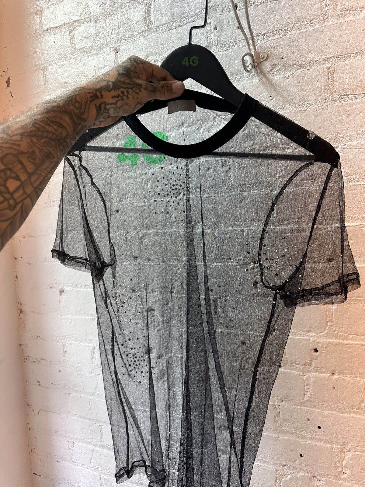 DIOR HOMME RUNWAY 06 HEDI SLIMANE SHEER CRYSTAL SHIRT - www