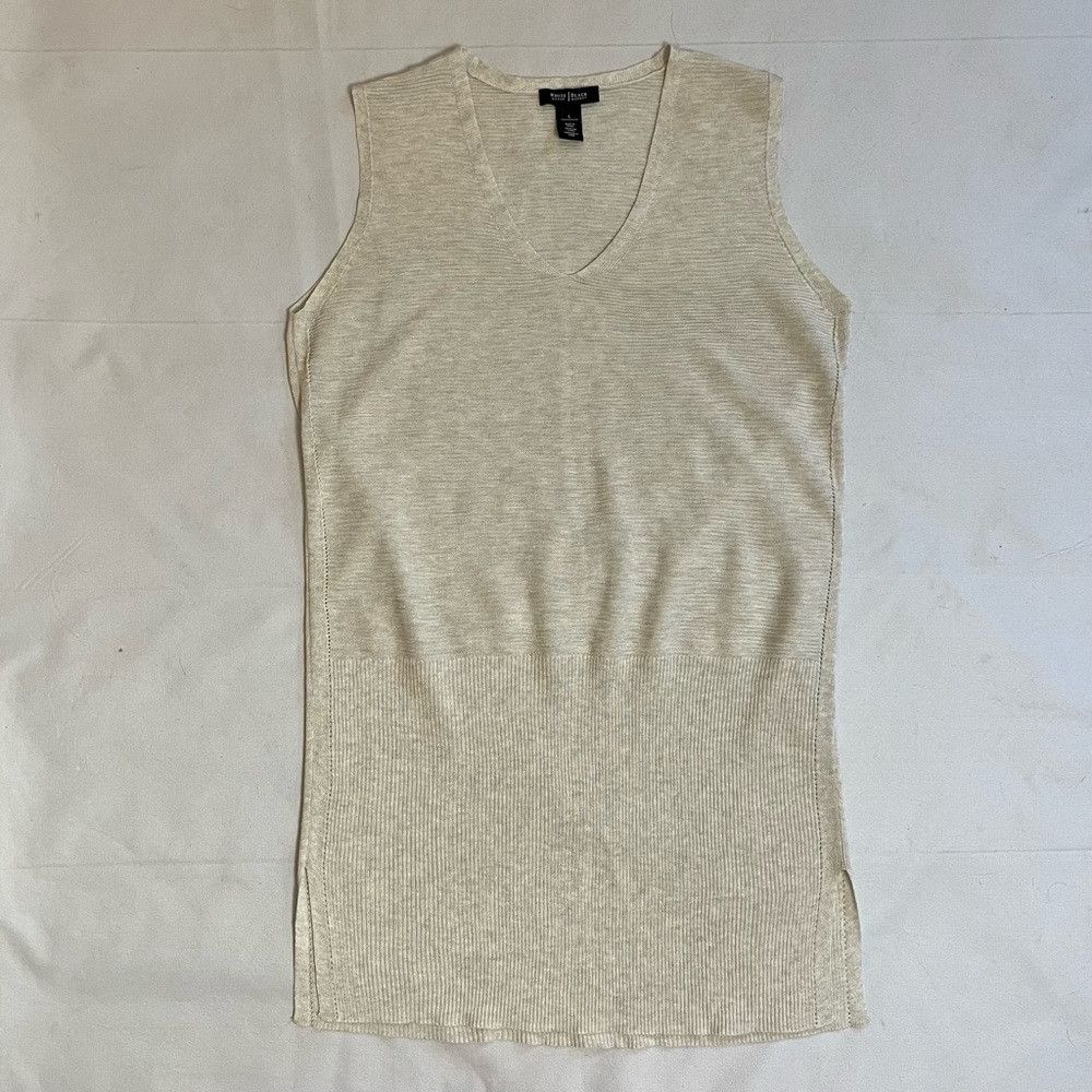 White House Black Market White House Black Market Knit Rayon Beige Sleeveless Top Ve Size L / US 10 / IT 46 - 6 Thumbnail