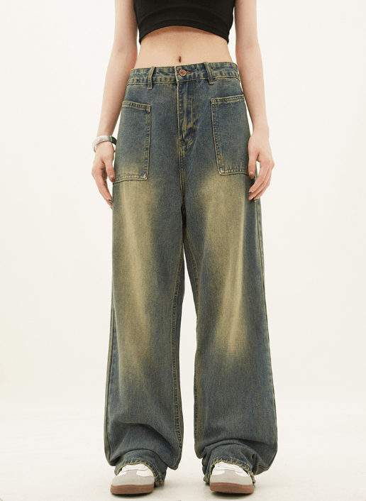 Japanese Brand × Jean American retro distressed loose straight jeans y2k Size US 32 / EU 48 - 1 Thumbnail