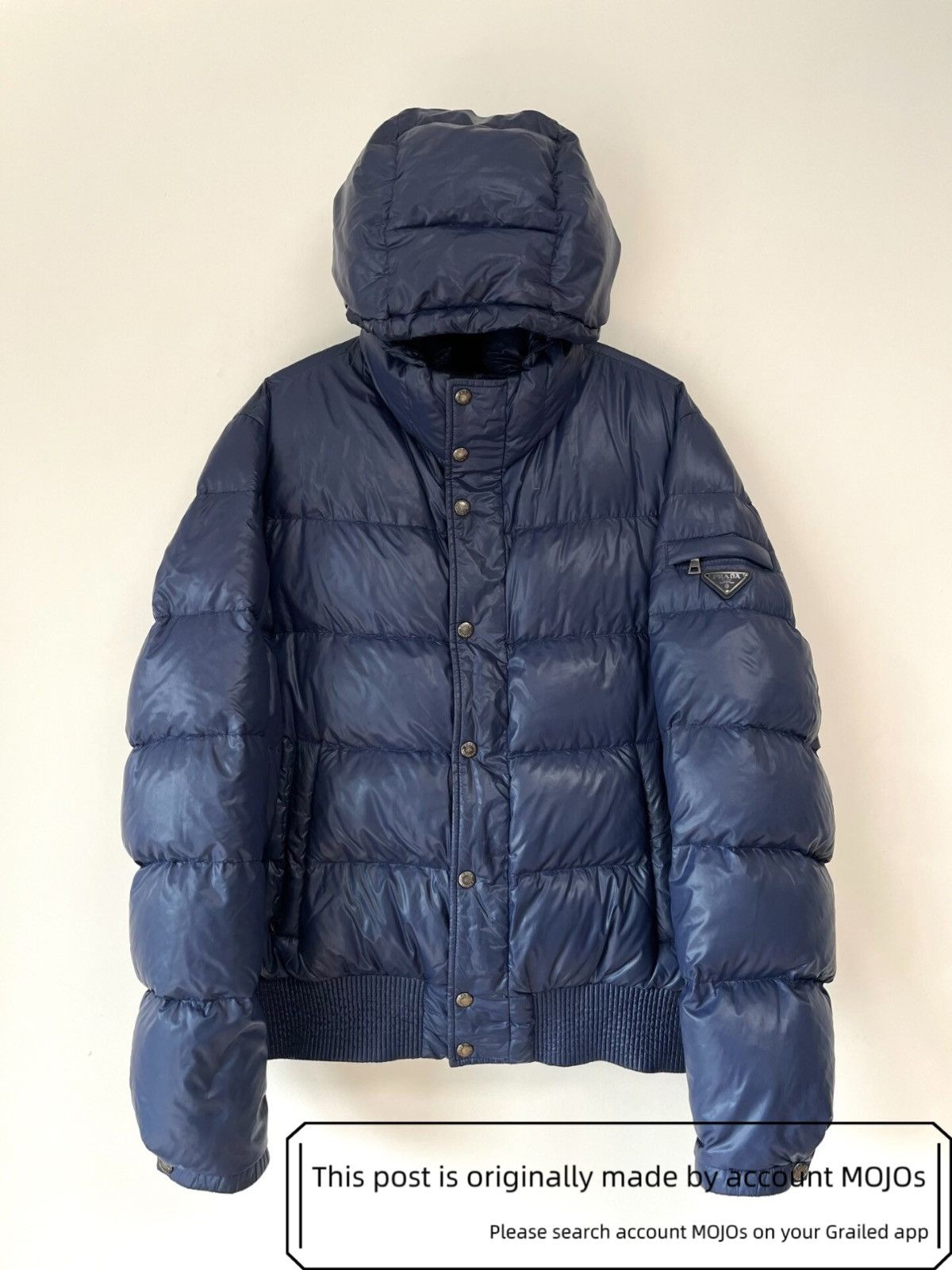 Prada Sz 52 Prada Navy Metal Label Puffer Jacket mojos1313 Size US L / EU 52-54 / 3 - 1 Thumbnail