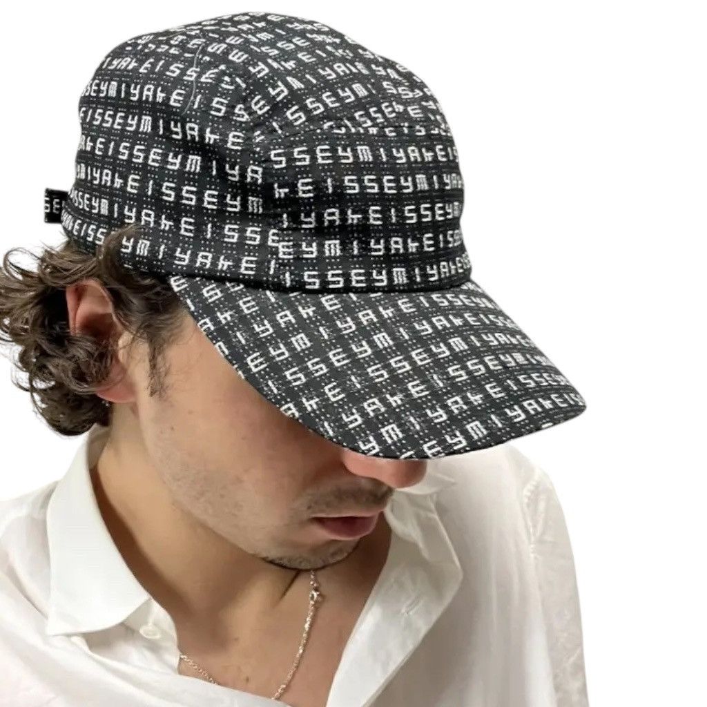 Issey Miyake Rare🔥2000s Issey Miyake Black Jacquard 5 Panel Hat Size ONE SIZE - 3 Thumbnail