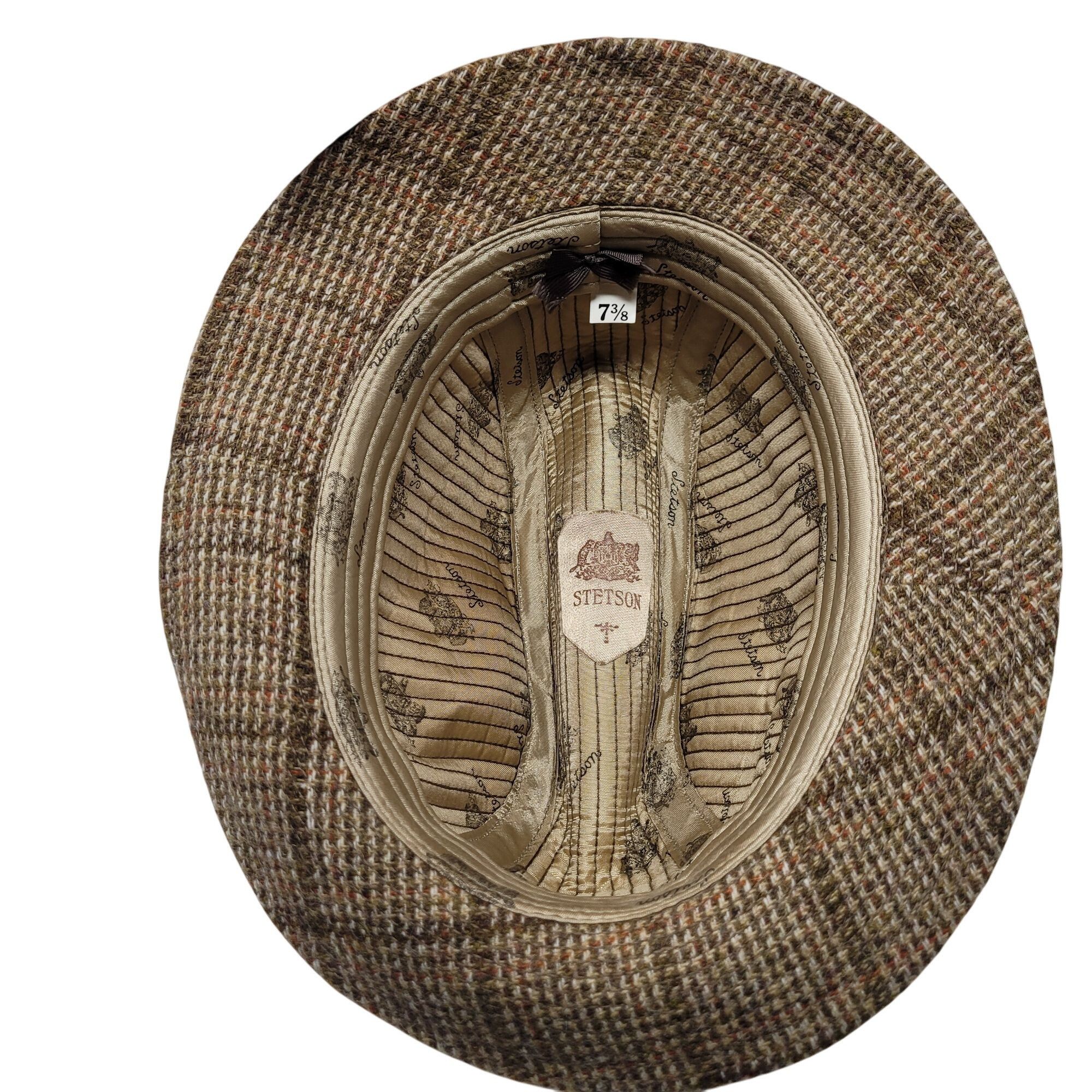Stetson Vtg Stetson Plaid Tweed Wool Plaid Fedora Hat Sz 7 3/8 Beige Size ONE SIZE - 7 Thumbnail