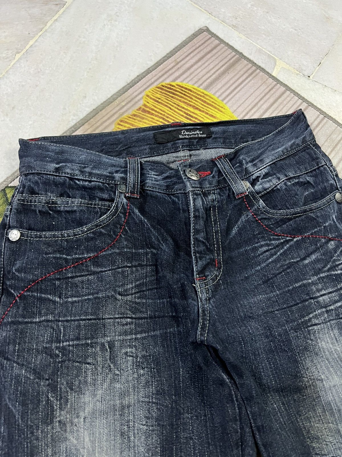 If Six Was Nine × Japanese Brand × Le Grande Bleu (L.G.B.) VTG DOMINATE HANDCRAFTED DOUBLE WAIST UK FLAGS JEANS Size US 28 / EU 44 - 4 Thumbnail