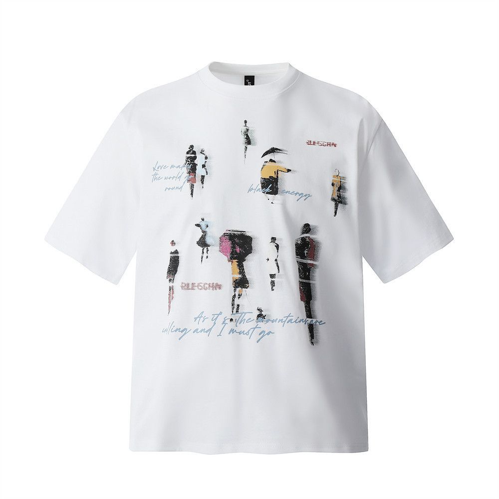 Japanese Brand × Vintage Men's casual street versatile loose abstract print T-shirt Size US M / EU 48-50 / 2 - 1 Thumbnail