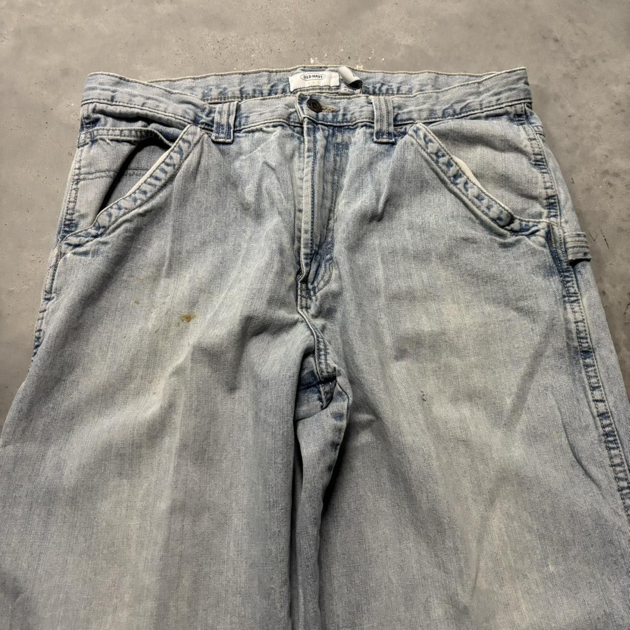 Japanese Brand × Vintage Crazy Vintage Y2K/2000s Baggy Light Wash Skater Distressed Carpenter Denim Jeans! Size US 34 / EU 50 - 5 Thumbnail